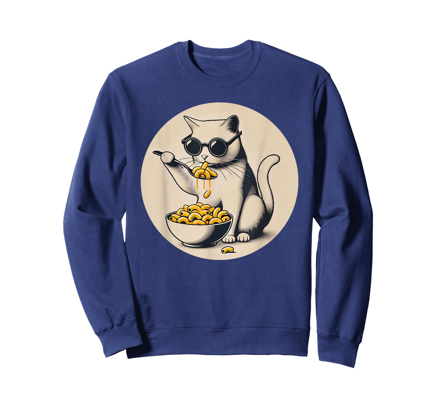 Cat Eating Mac and Cheese Men Women Girls Kids T-Shirt