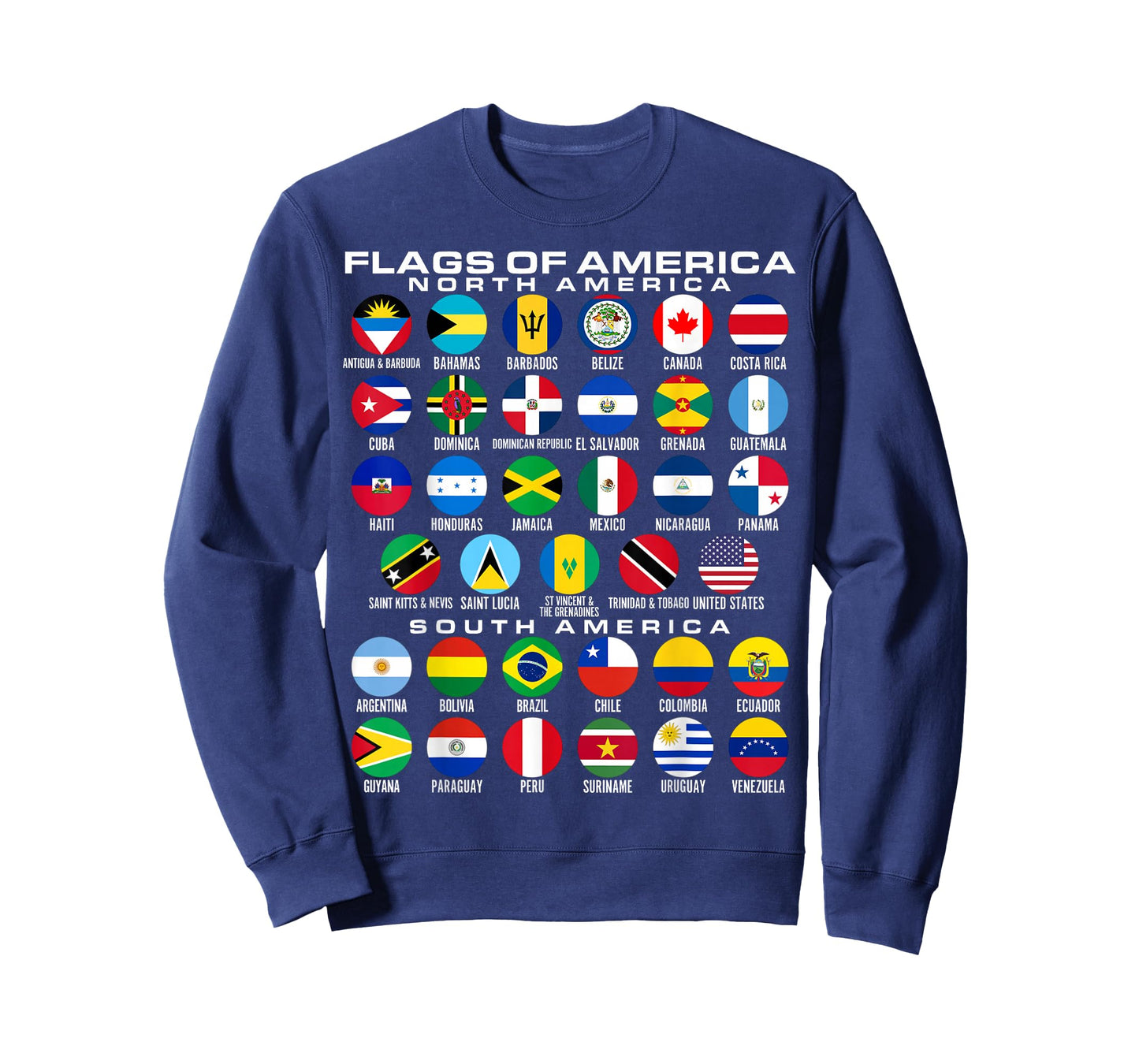 Flags of America 35 Flags North & South American Geography T-Shirt