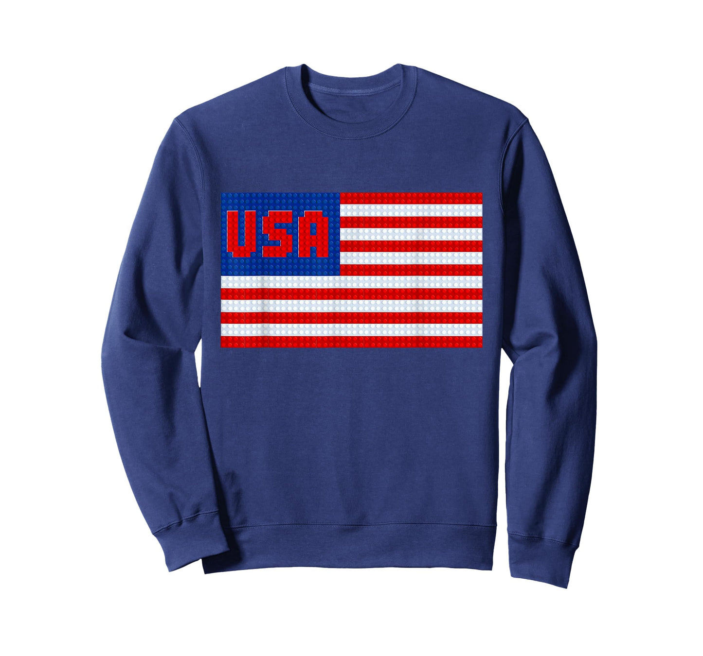 USA Flag - Patriotic Brick Builder Block Building T-Shirt