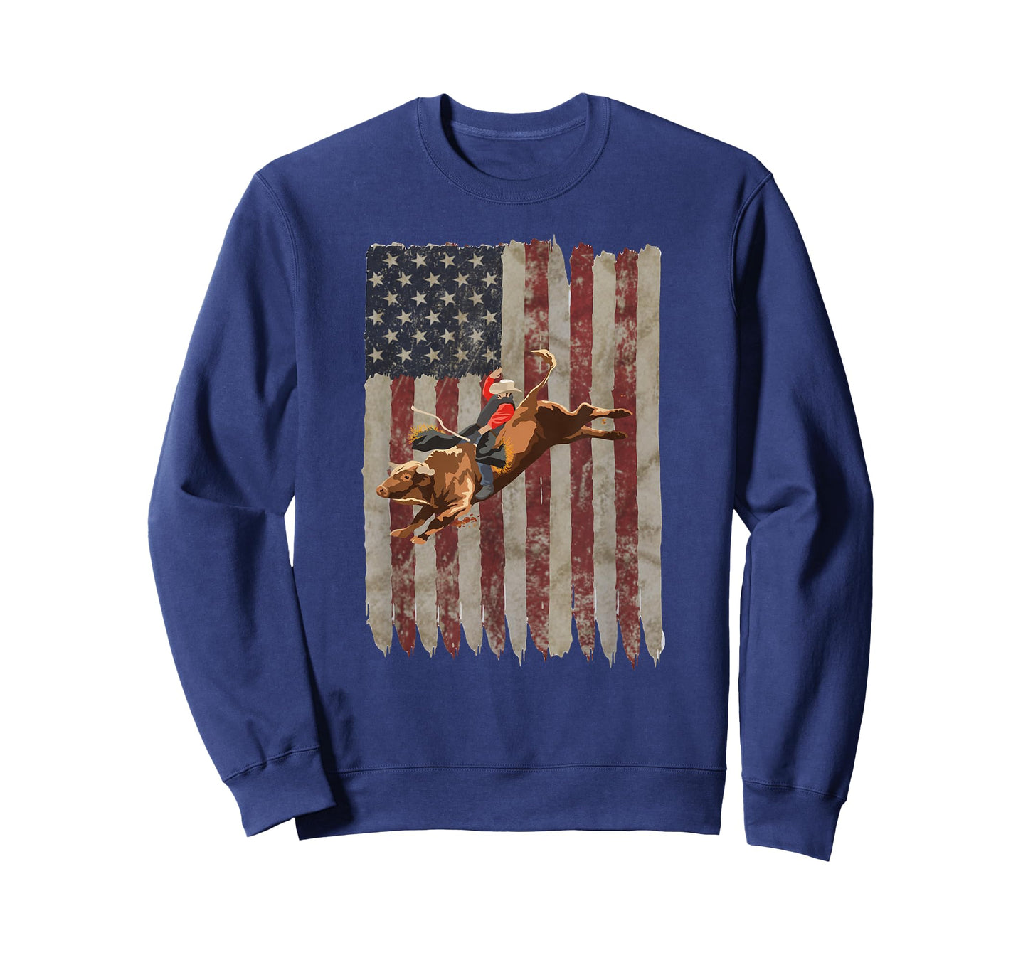 Patriotic Rodeo Bull Rider American Flag Western Cowboys T-Shirt