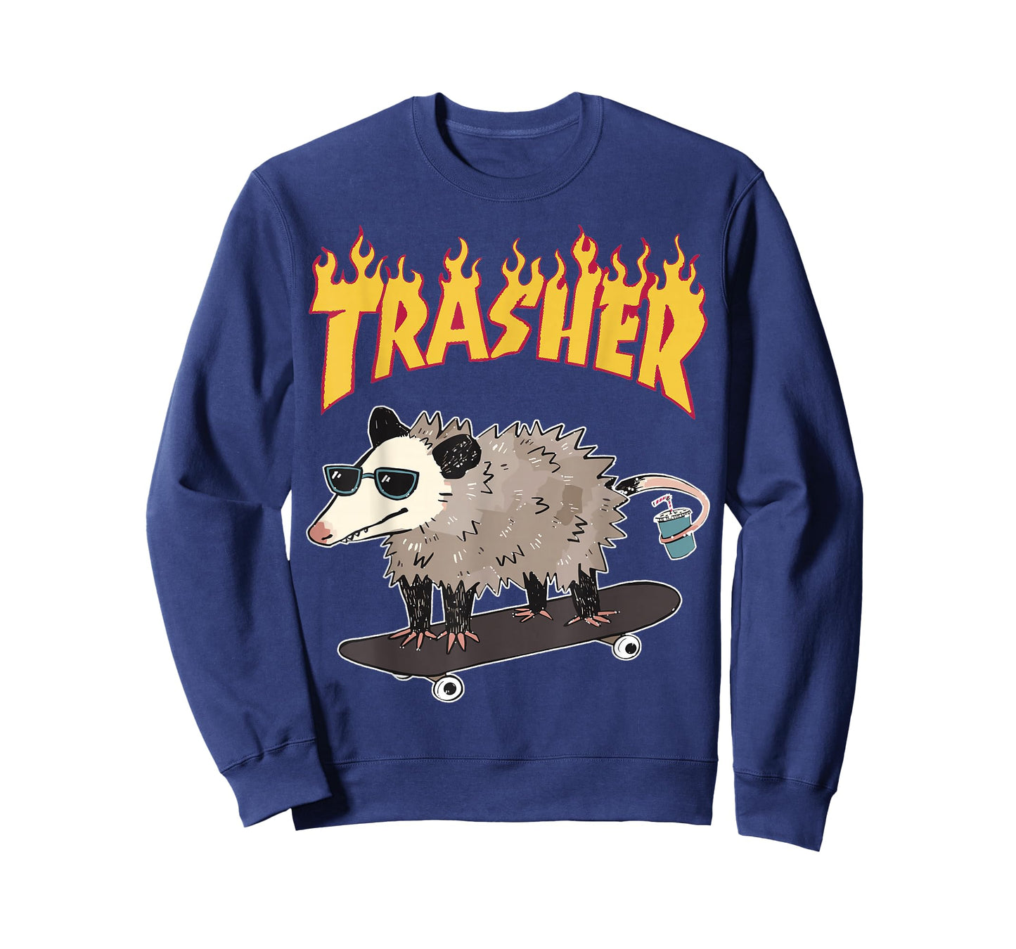 Opossum Skater Hipster Trasher Funny Trash Opossum Meme T-Shirt