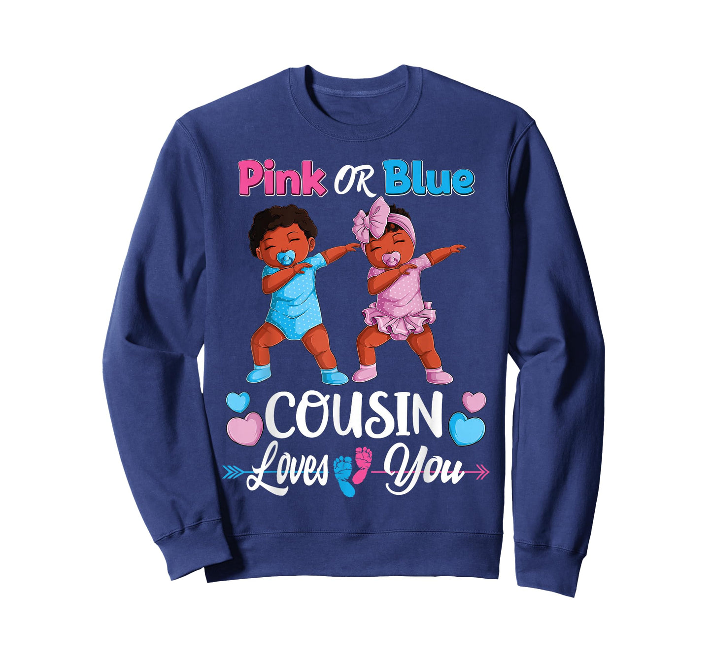 Pink Or Blue Cousin Loves You Black Baby Gender Reveal Party T-Shirt