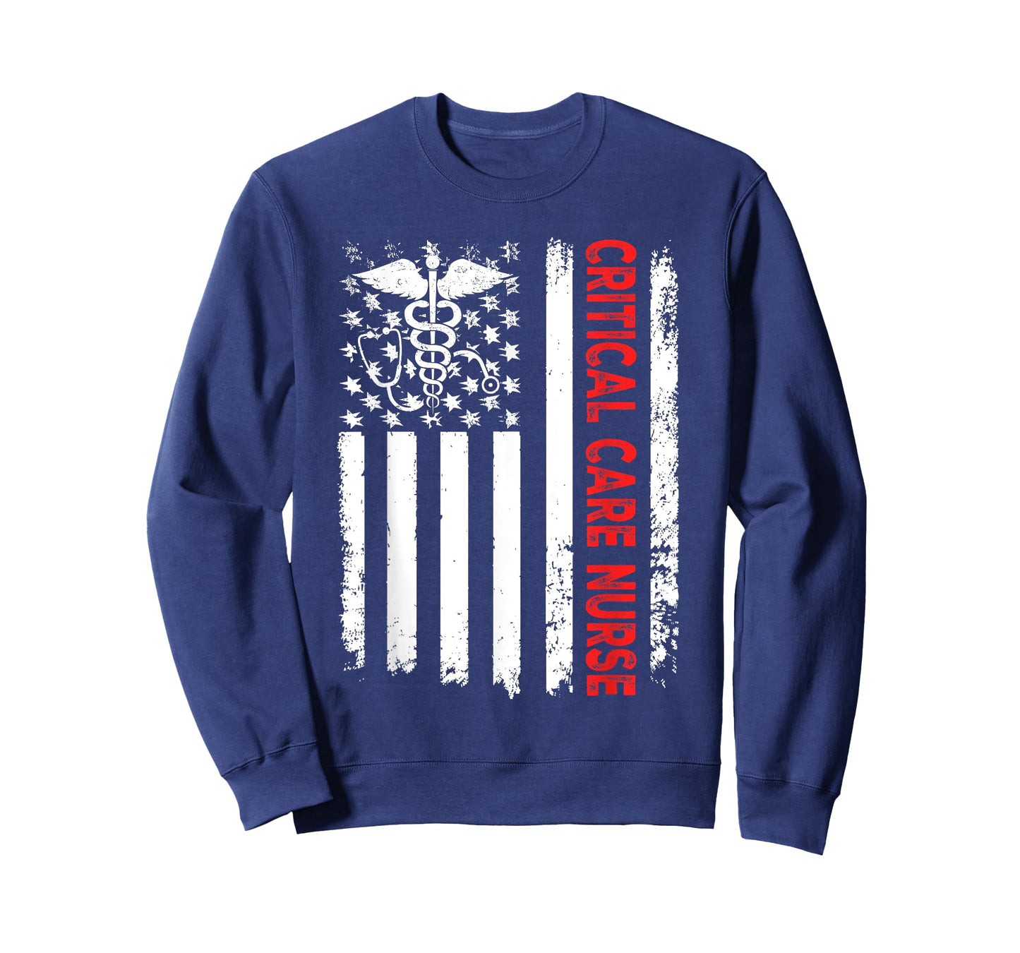 Critical Care Nurse American Flag Patriotic Registered Nurse T-Shirt for Women Men