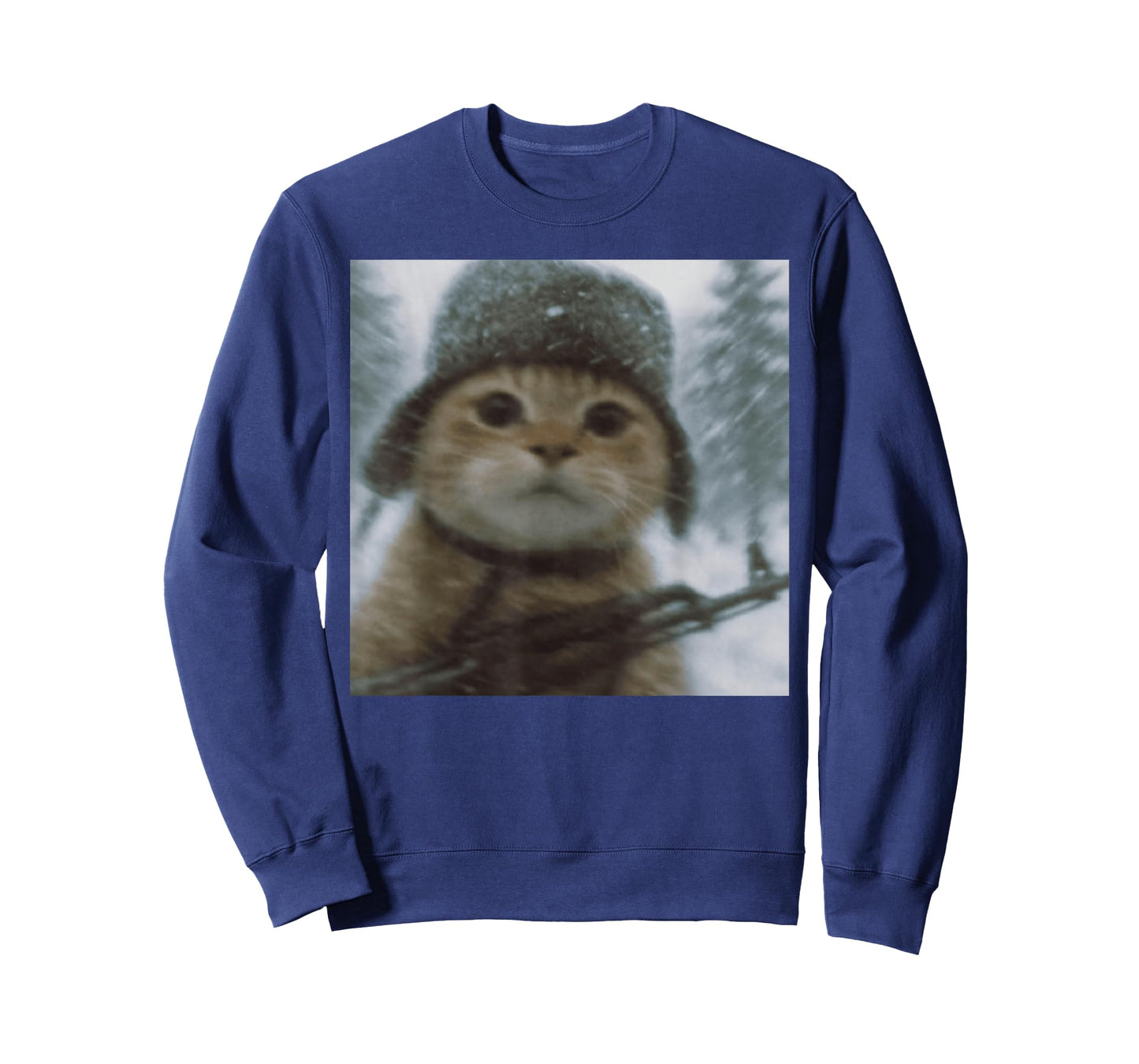 Wacky Cat Snow Kitten Soldier Selfie with Gun Meme T-Shirt