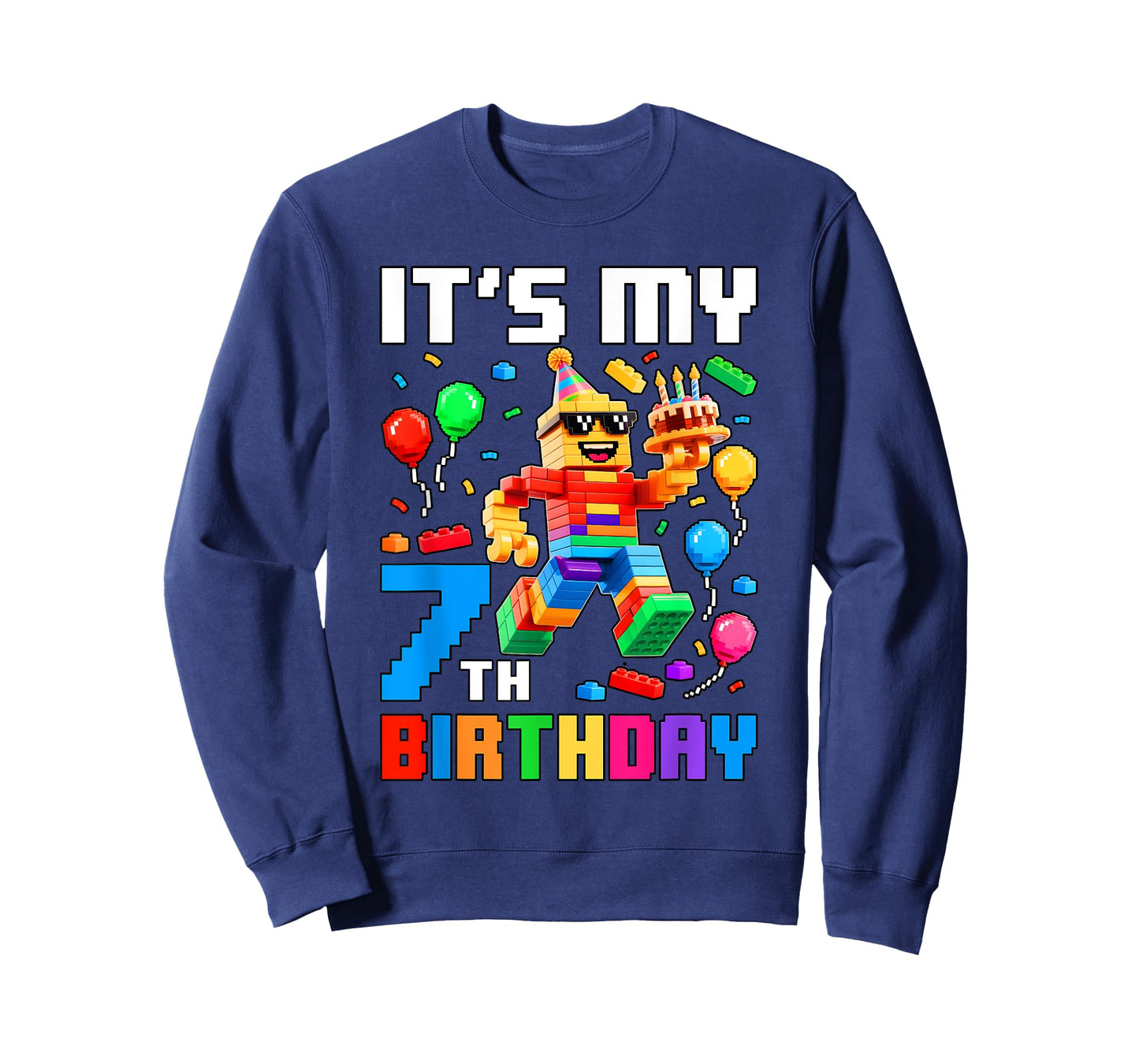It's My 7th Birthday Building Brick 7 Years Old Boys Kids T-Shirt
