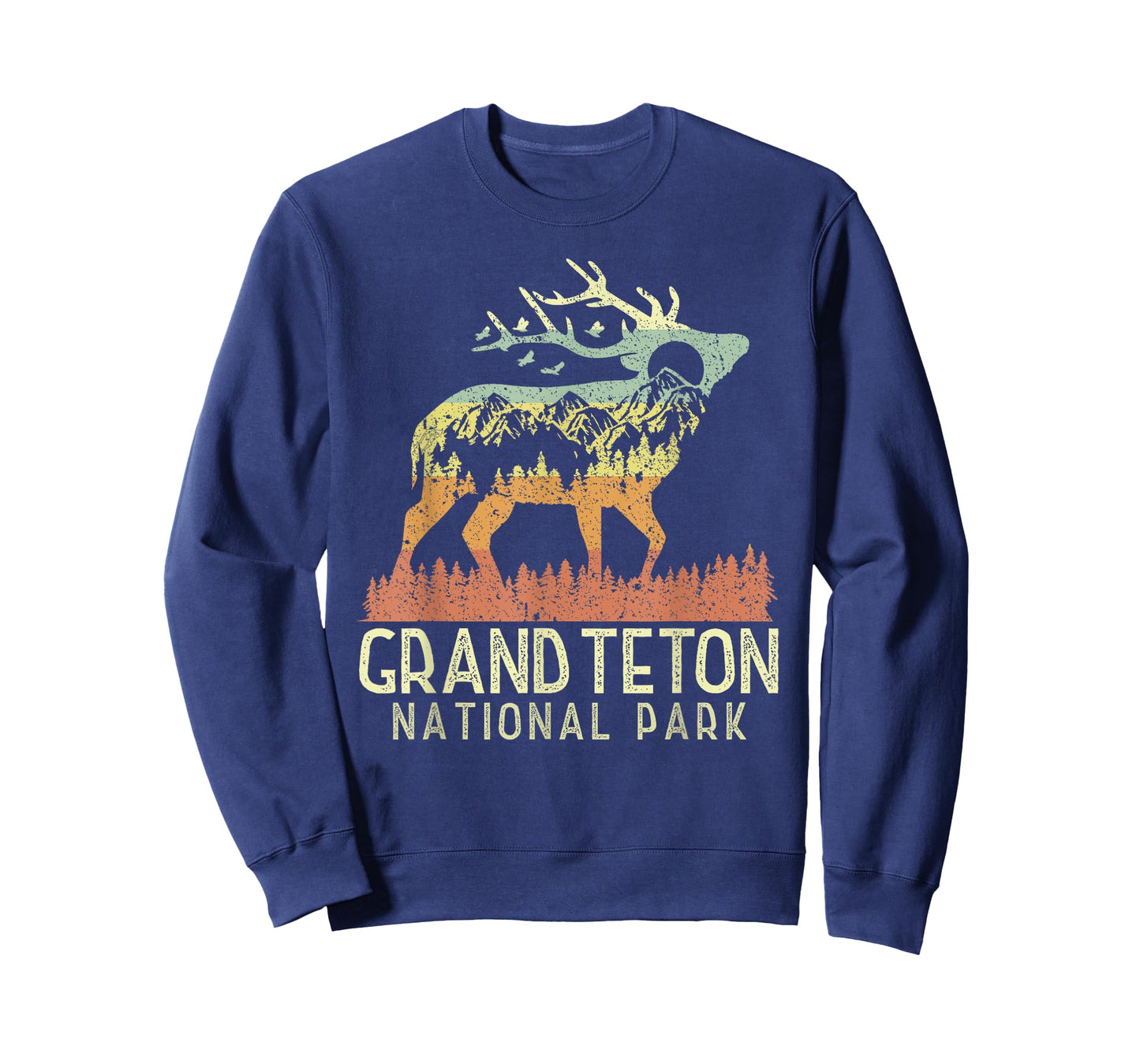 Grand Teton National Park Retro Mountain Vintage Elk Gift T-Shirt