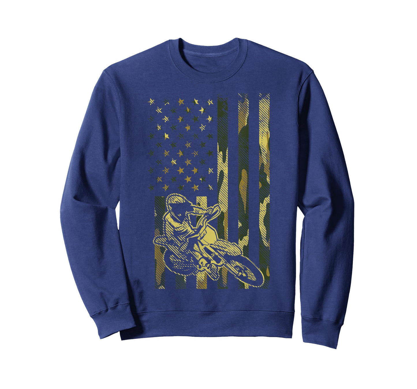 Camo American Flag Dirt Bike Vintage Motocross Racing Gift T-Shirt