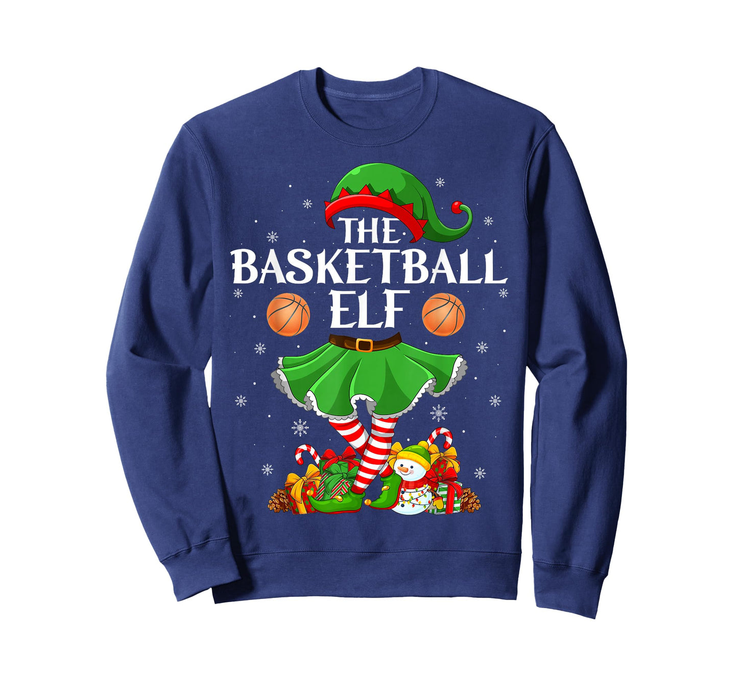 Basketball Elf Christmas Family Elf Squad Xmas Girls Women T-Shirt