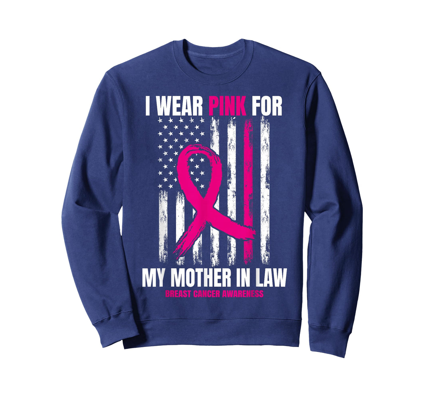 Pink Mom Mother in Law Breast Cancer Awareness American Flag T-Shirt