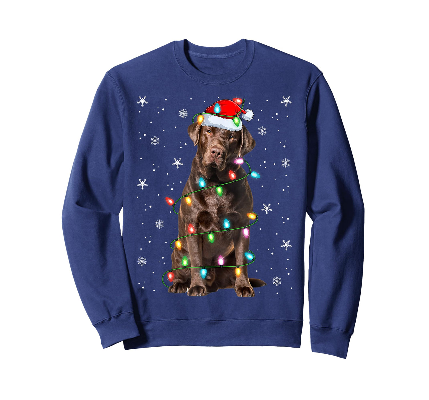 Chocolate Lab Labrador Retriever Dog Christmas Lights Xmas T-Shirt
