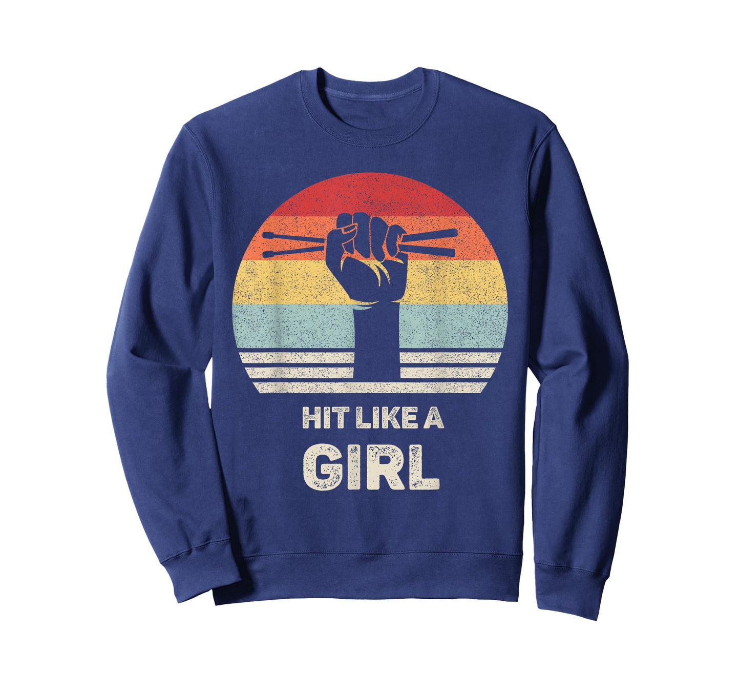 Retro Hit Like a Girl Drummer Shirt Drummer Gift Drum Sticks T-Shirt