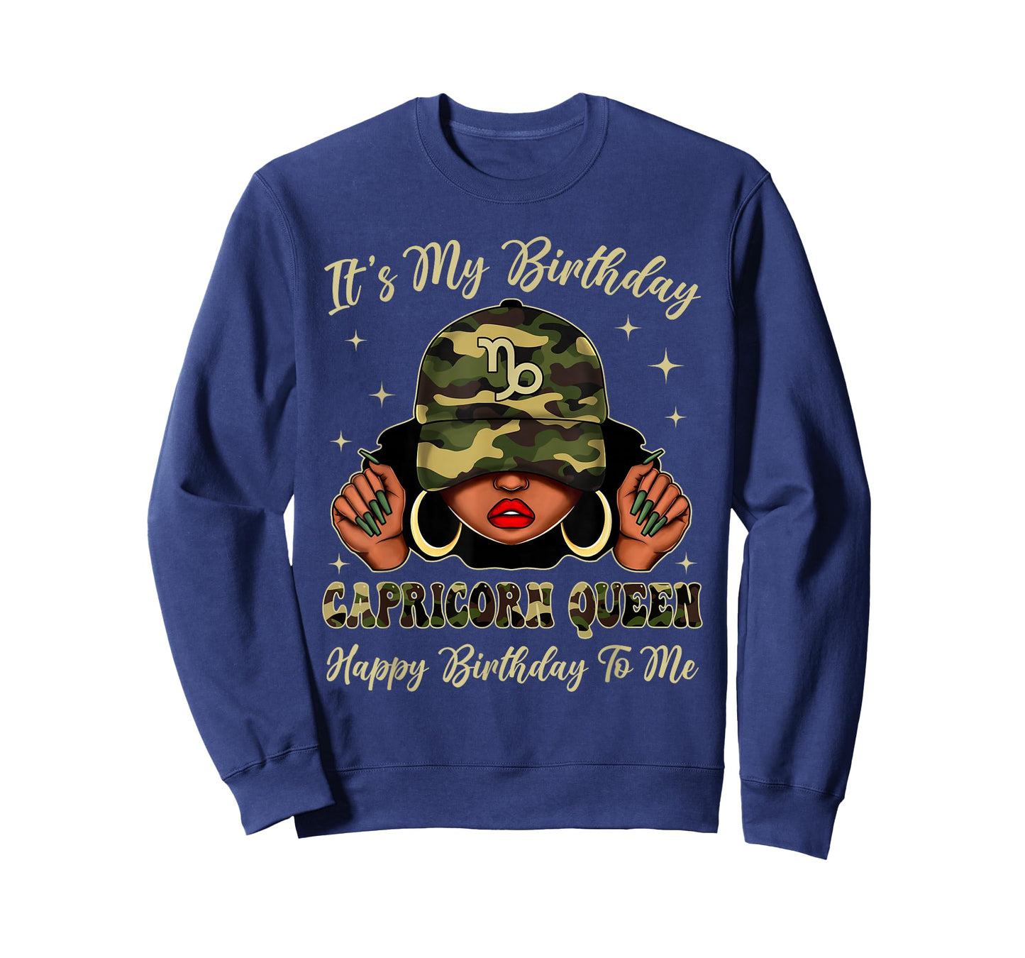 Capricorn Queen Black Woman With Cap Camo It's My Birthday T-Shirt