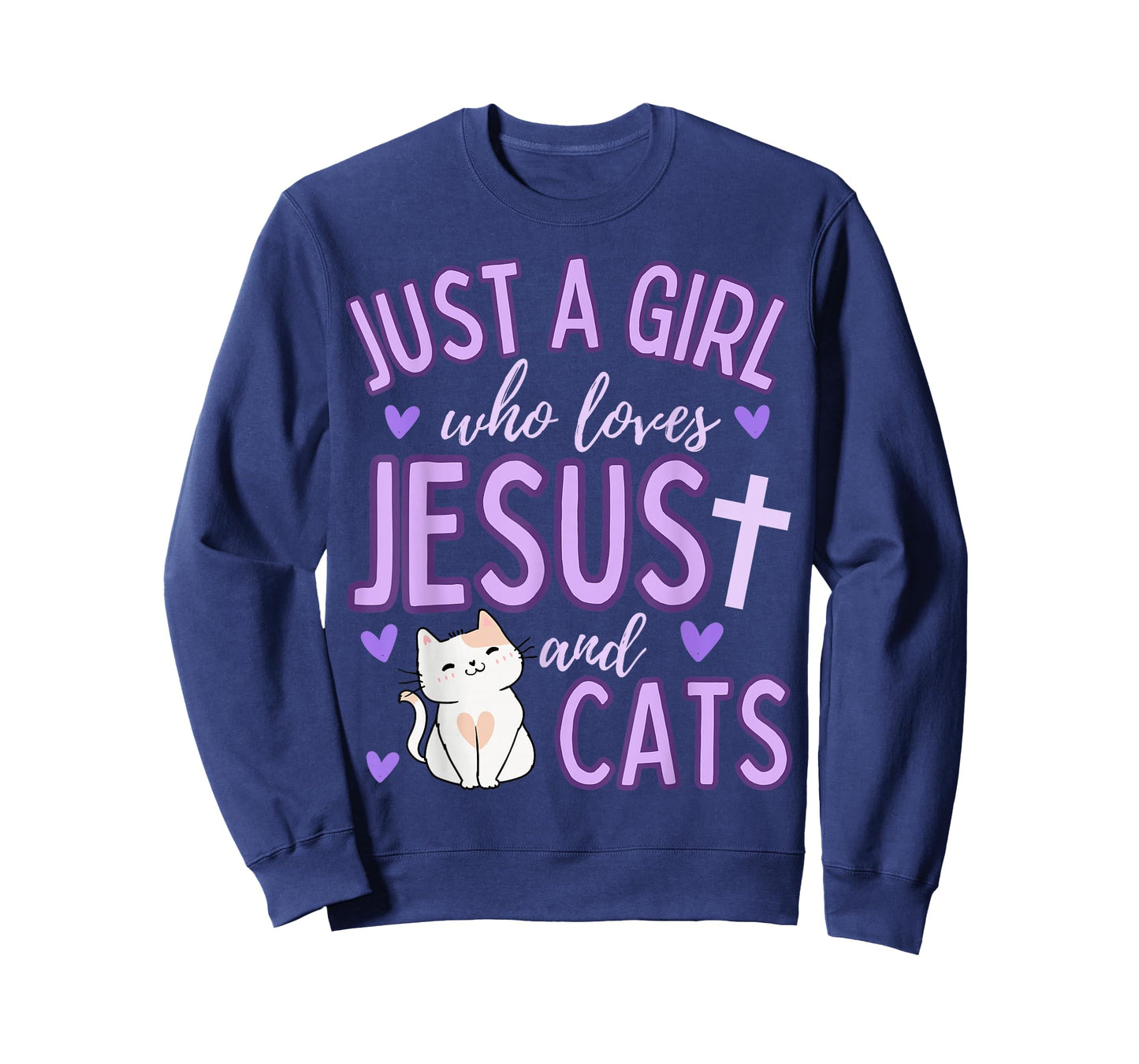 Just A Girl Who Loves Jesus and Cats Christian Funny Cute T-Shirt