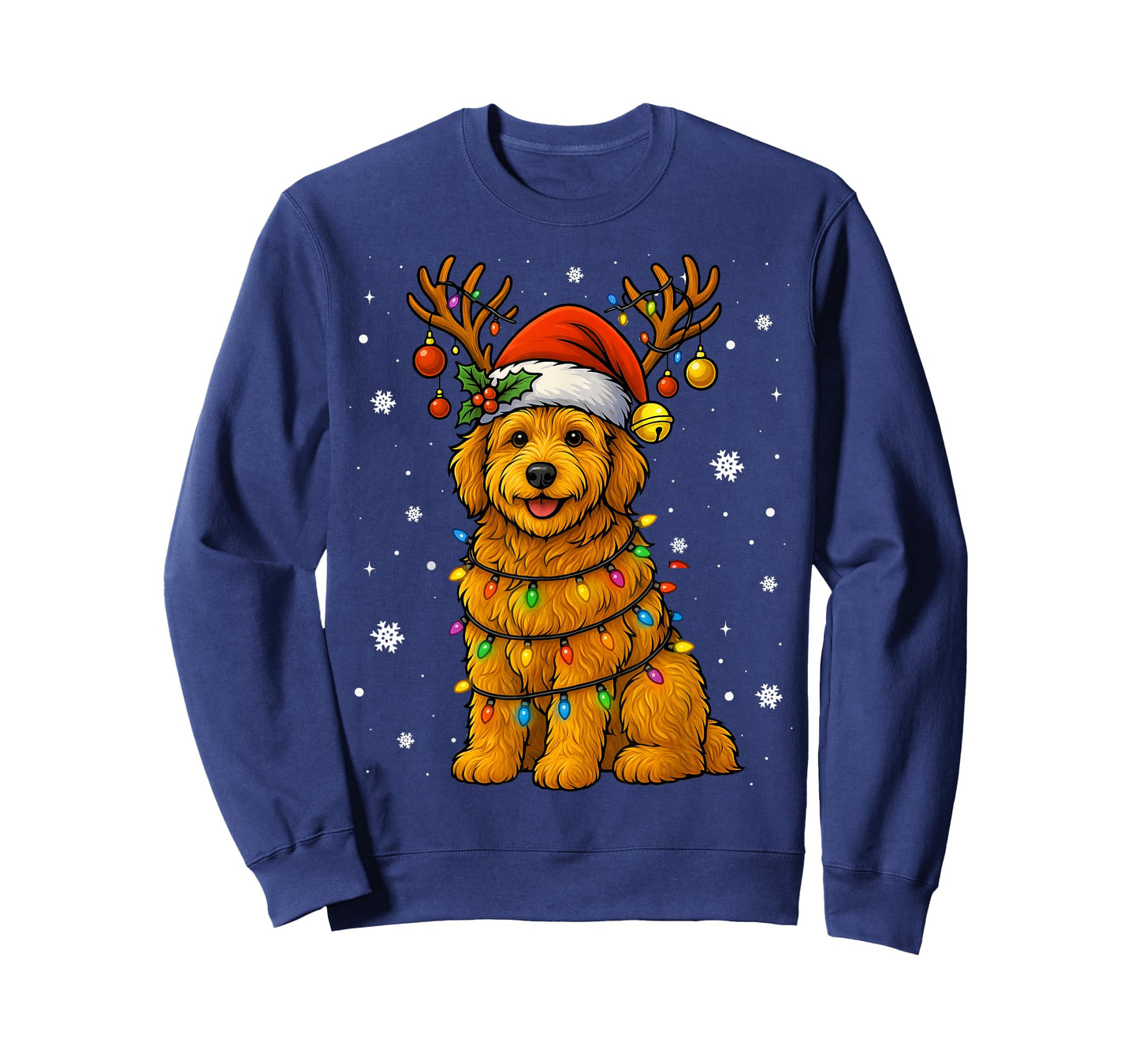 Goldendoodle Christmas Tee Reindeer Christmas Lights Pajamas T-Shirt