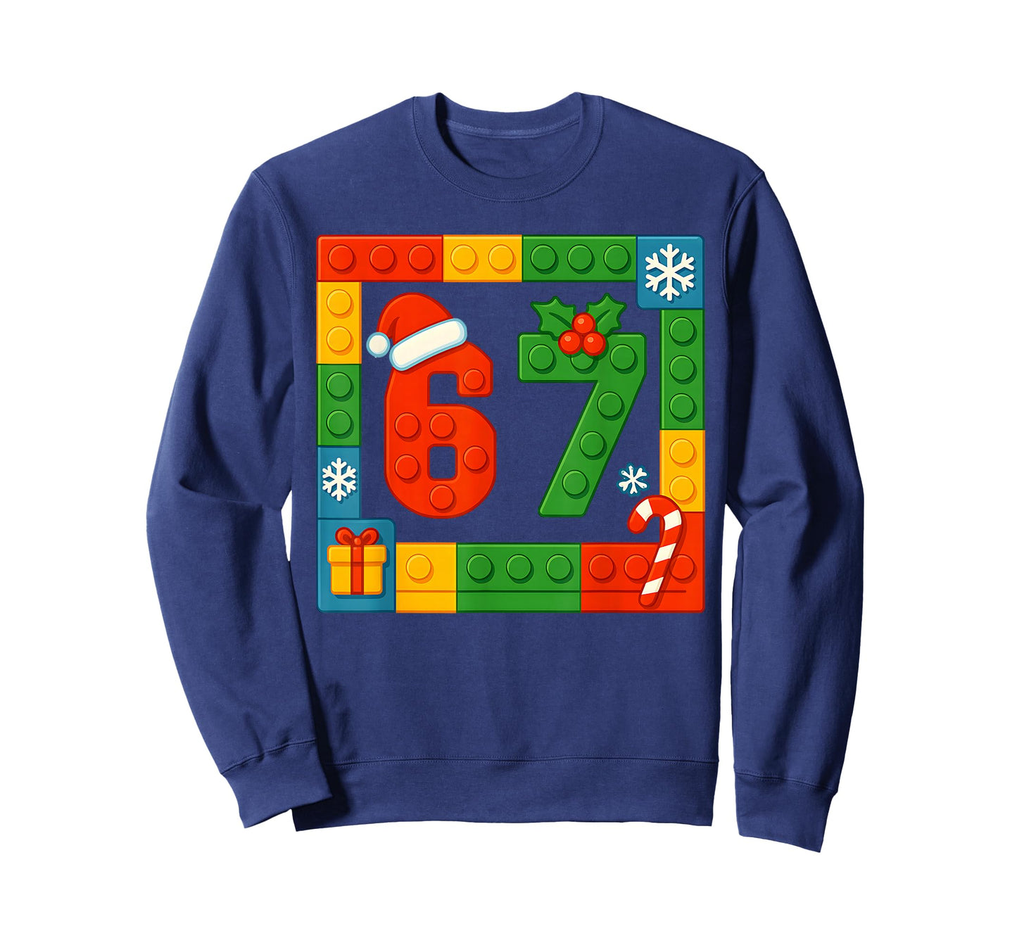67 Christmas Building Blocks Six Seven Meme Brick Builder T-Shirt