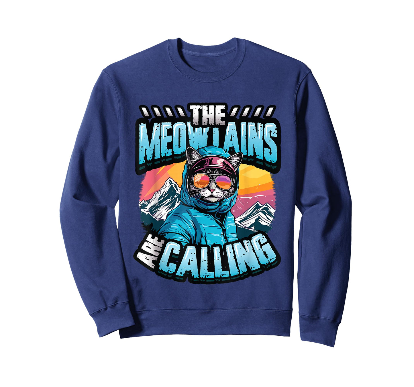 The Meowtains Are Calling Snowboard Cat Skiing T-Shirt