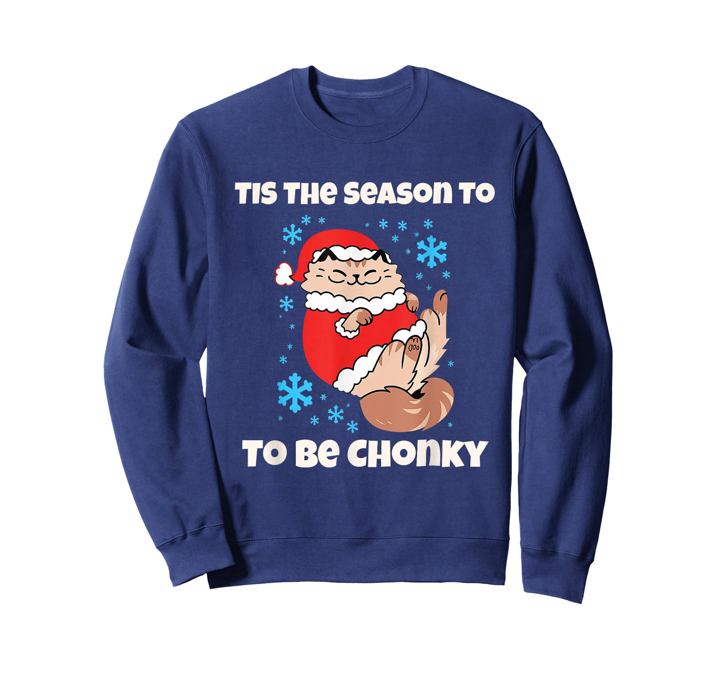 Funny Chubby Christmas Cat Tis The Season to Be Chonky T-Shirt