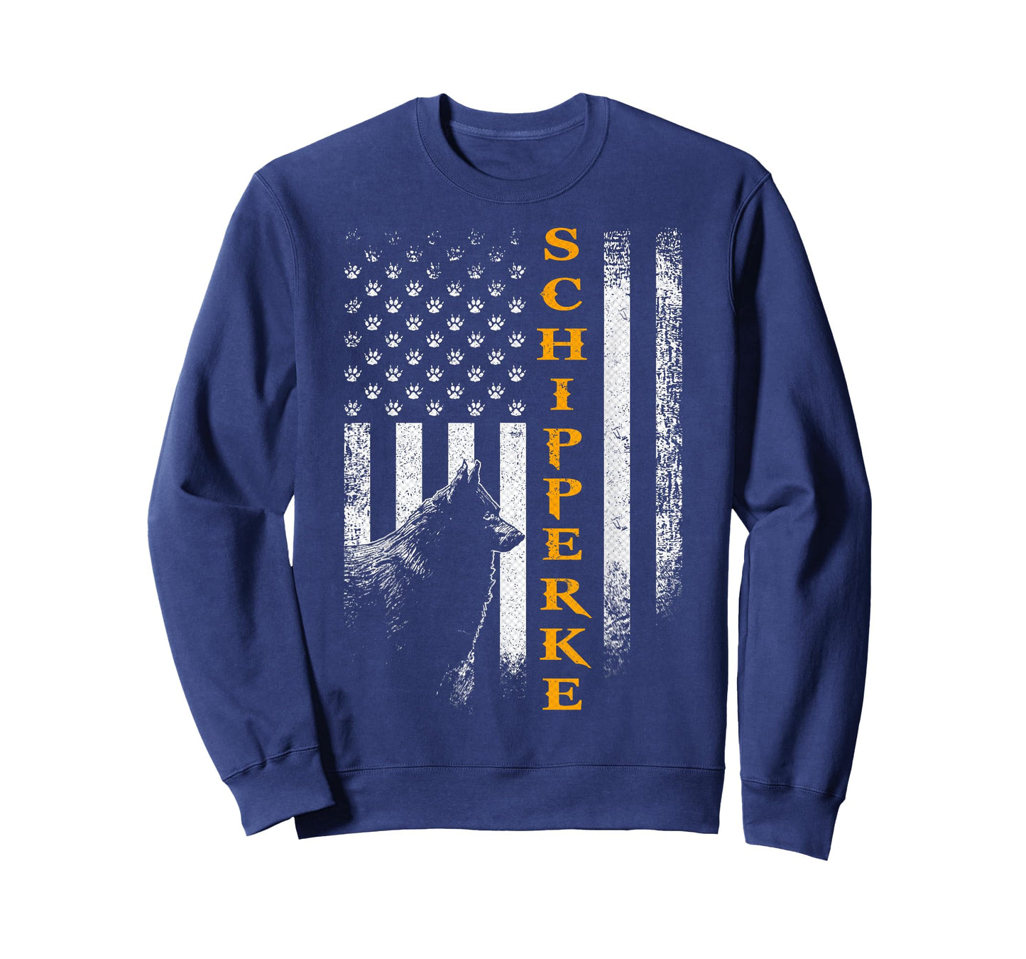 Vintage USA Schipperke Dog Silhouette American Flag Funny T-Shirt