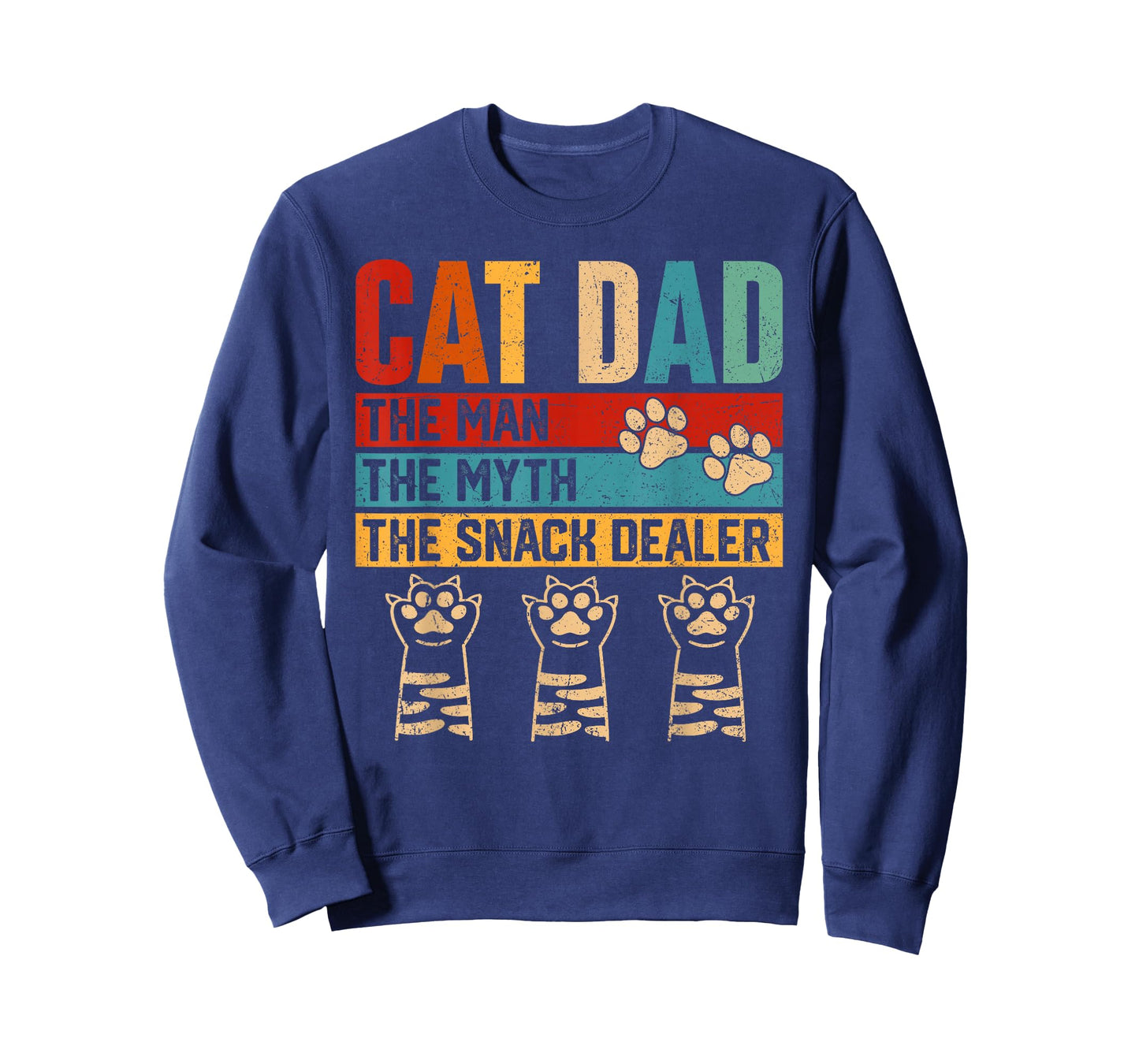 Vintage Cat Dad The Man Myth Snack Dealer Funny Fathers Day T-Shirt