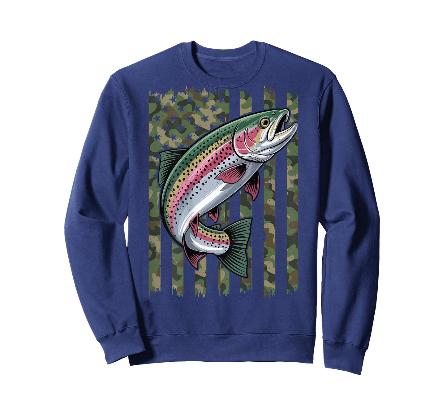 Youth Boy Trout Fishing American Flag Camo Fishing Patriotic T-Shirt