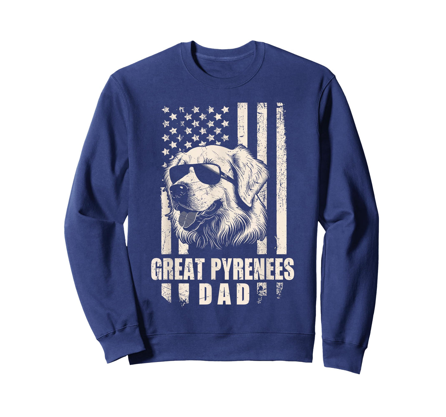 Great Pyrenees Dog Dad American Flag Gifts for Father Men T-Shirt