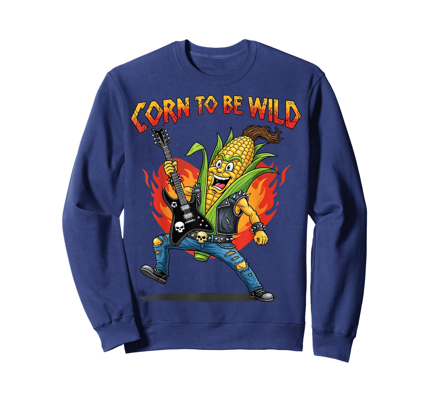 Corn to Be Wild Guitar Rocker Corn Cob Pun Funny Foodie T-Shirt
