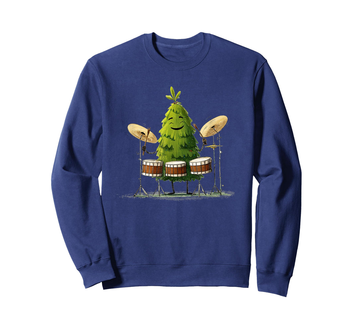 Festive Christmas Tree with Drums Instrument for Music Fans T-Shirt