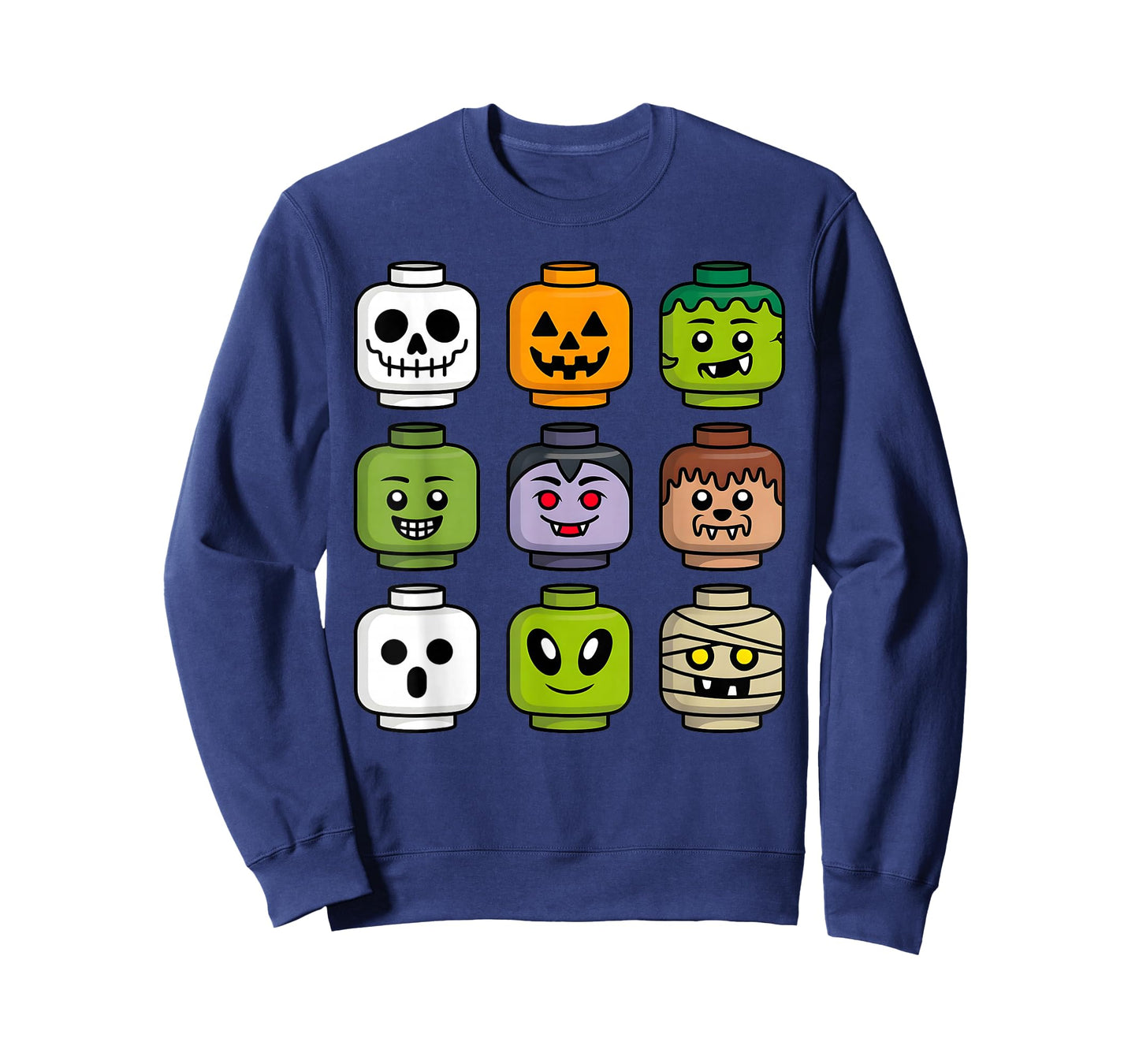 Halloween Building Brick Head Pumpkin Ghost Zombie Boys T-Shirt