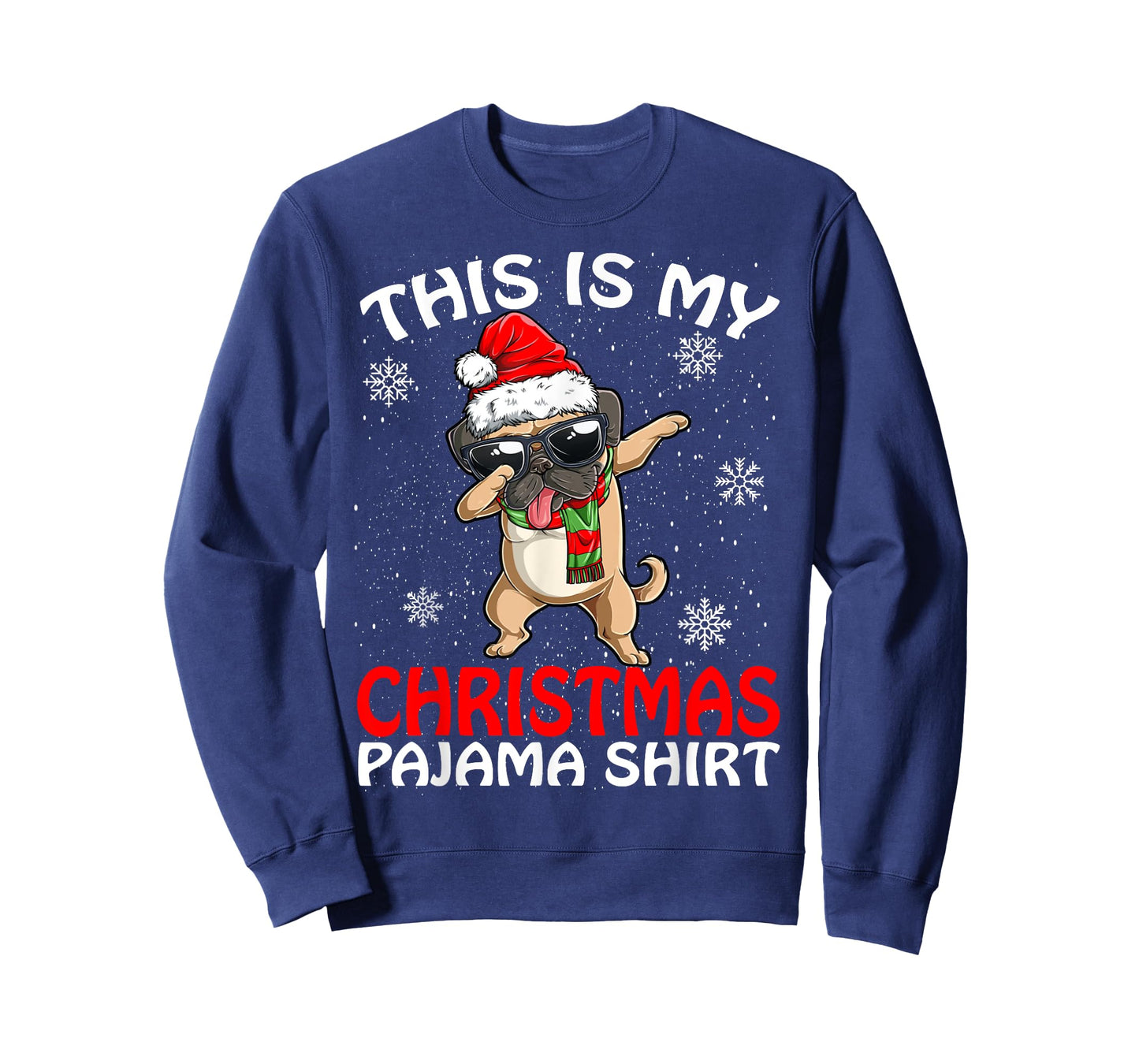 This Is My Christmas Pajama Shirt Pug Santa T-Shirt