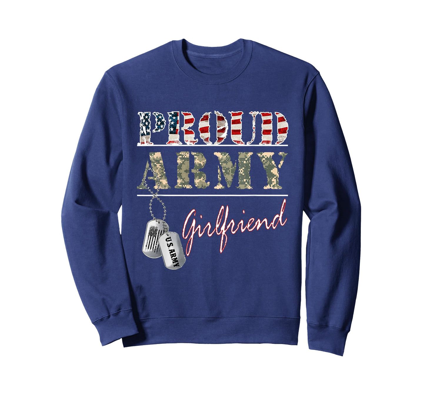 Proud Army Girlfriend American Flag Veteran Military T-Shirt