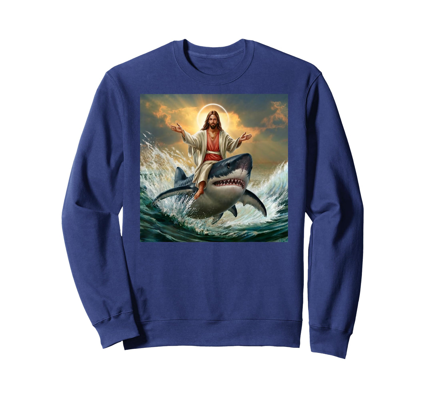 Christian Jesus Riding Shark Funny Shark Jesus Lover T-Shirt