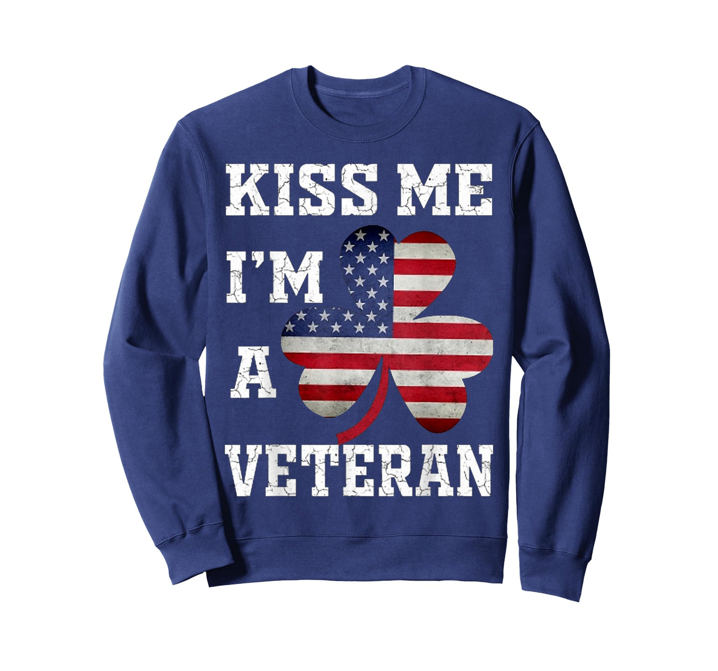 Kiss Me Is I'm A Veteran American Flag Shamrock Lucky T-Shirt for Women Men