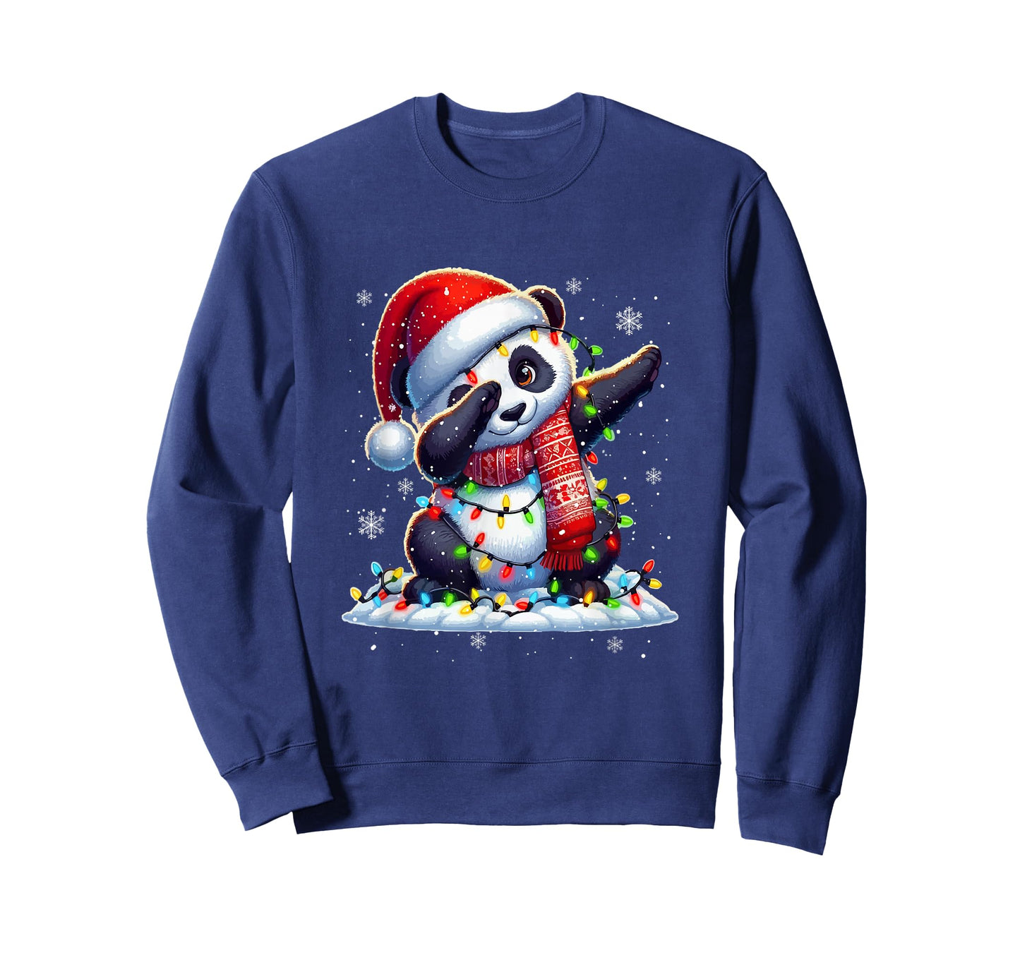Dabbing Panda Santa Xmas Colorful Lights Wild Animal Lover T-Shirt