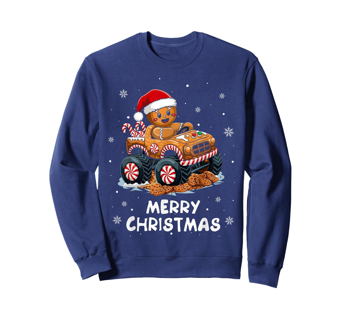 Monster Truck Gingerbread Man Funny Merry Christmas Baking T-Shirt