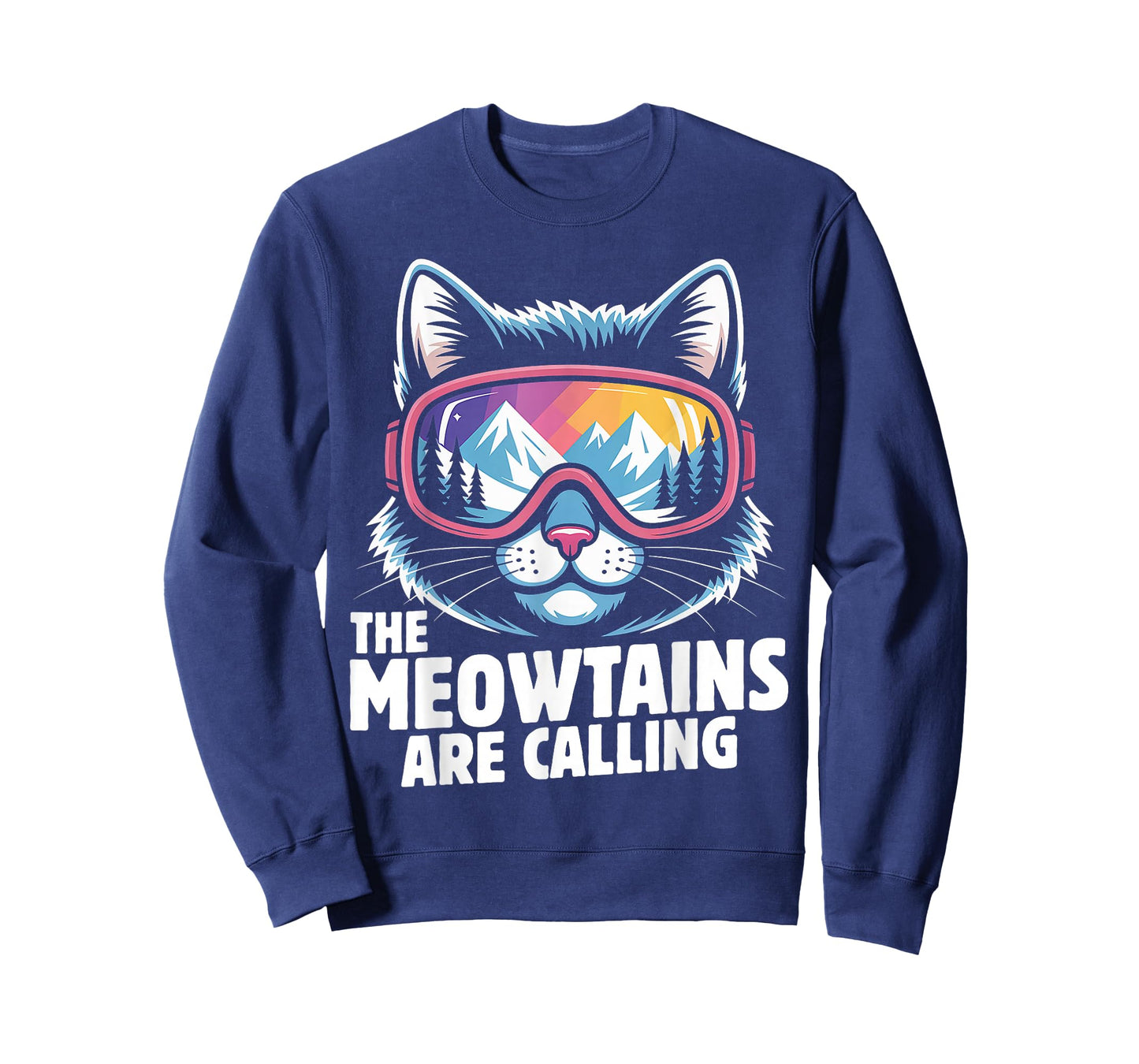 The Meowtains are Calling Funny Skiing Humoe Ski Cat Lover T-Shirt