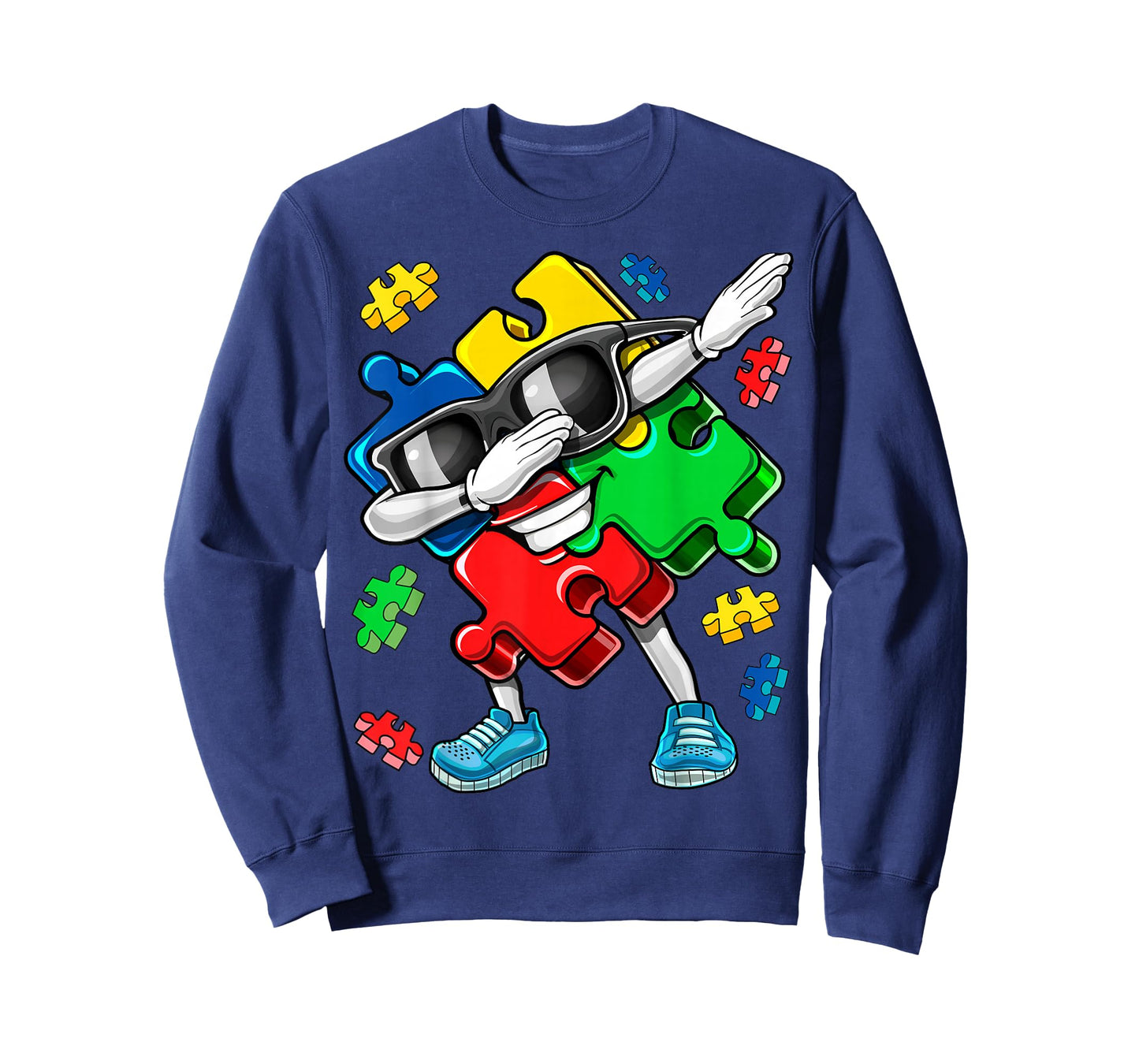 Autism Awareness Dabbing Puzzle Piece Kids Gift Boys T-Shirt Small
