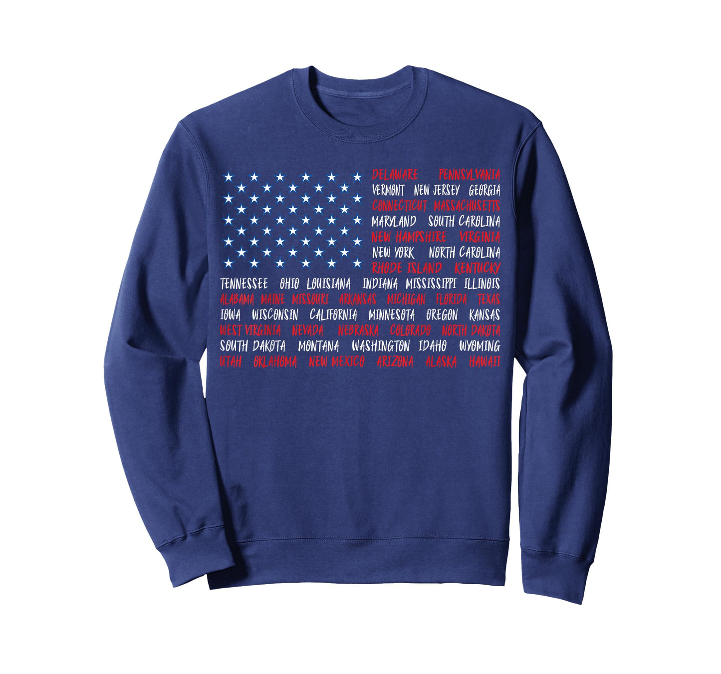 July 4th USA American Flag All 50 State Names T-Shirt