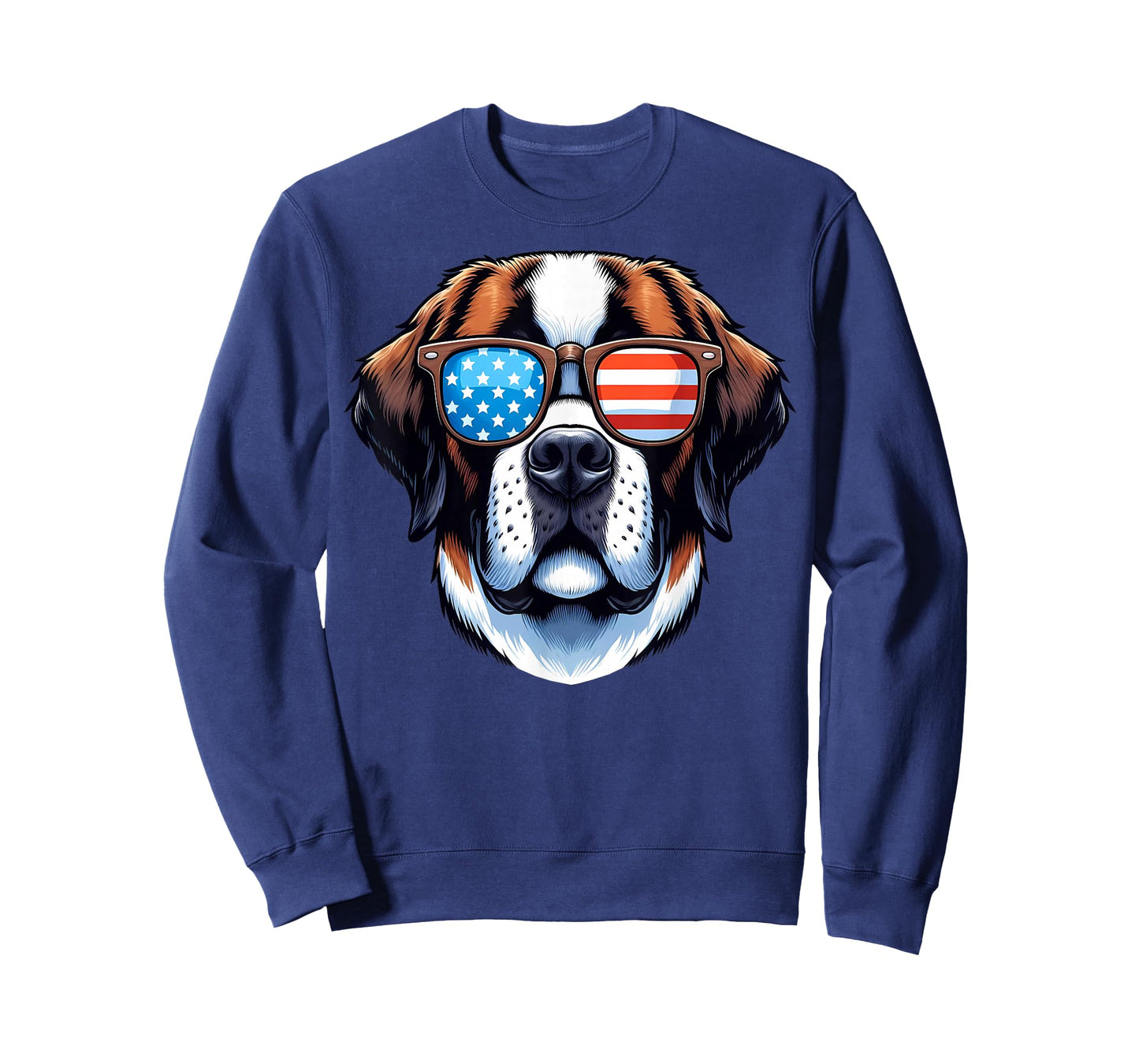 Saint Bernard Patriotic American Flag USA Sunglasses Dog T-Shirt