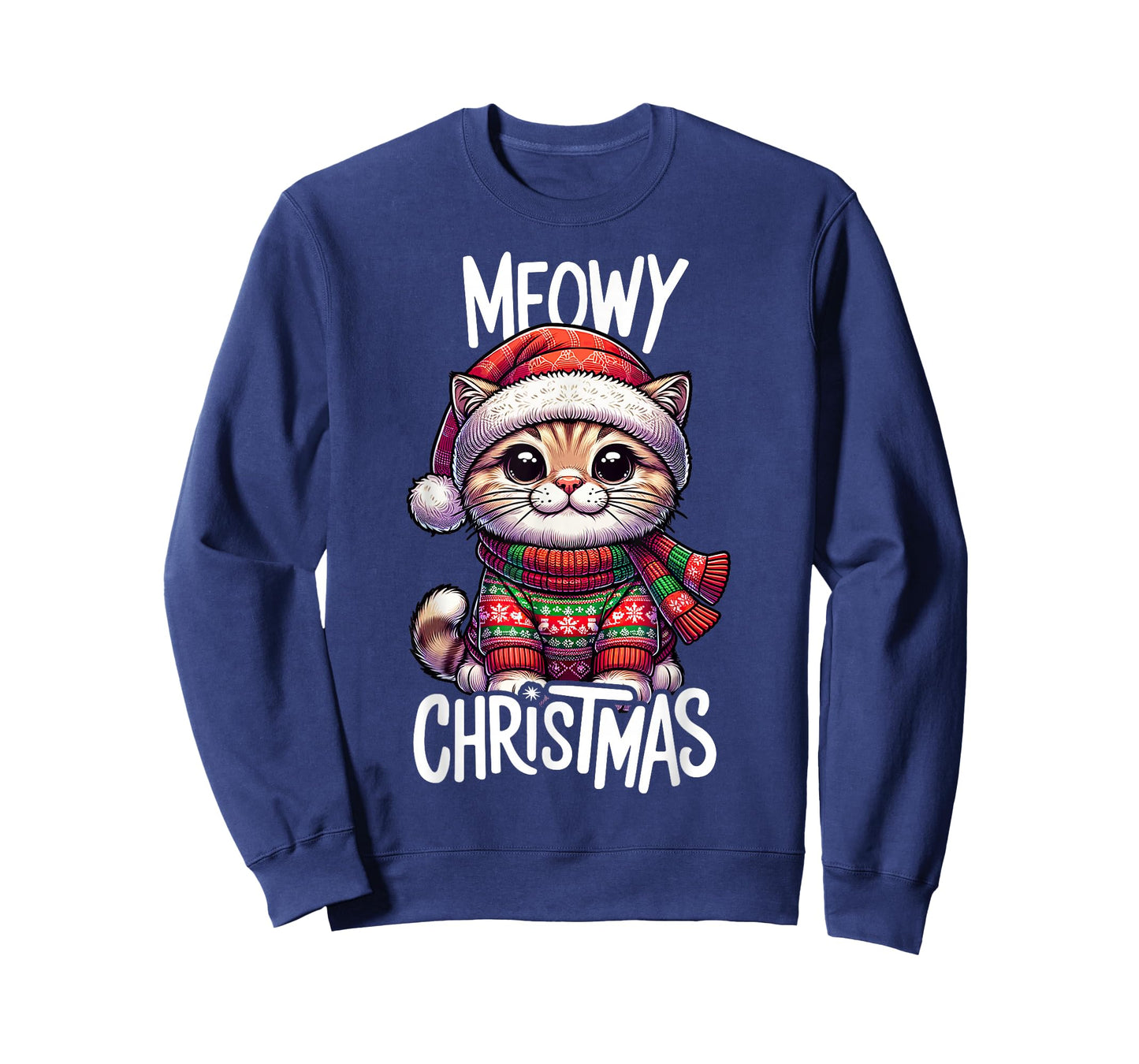 Meowy Christmas Cat Lover Funny Festive Holidays Cute Kitten T-Shirt