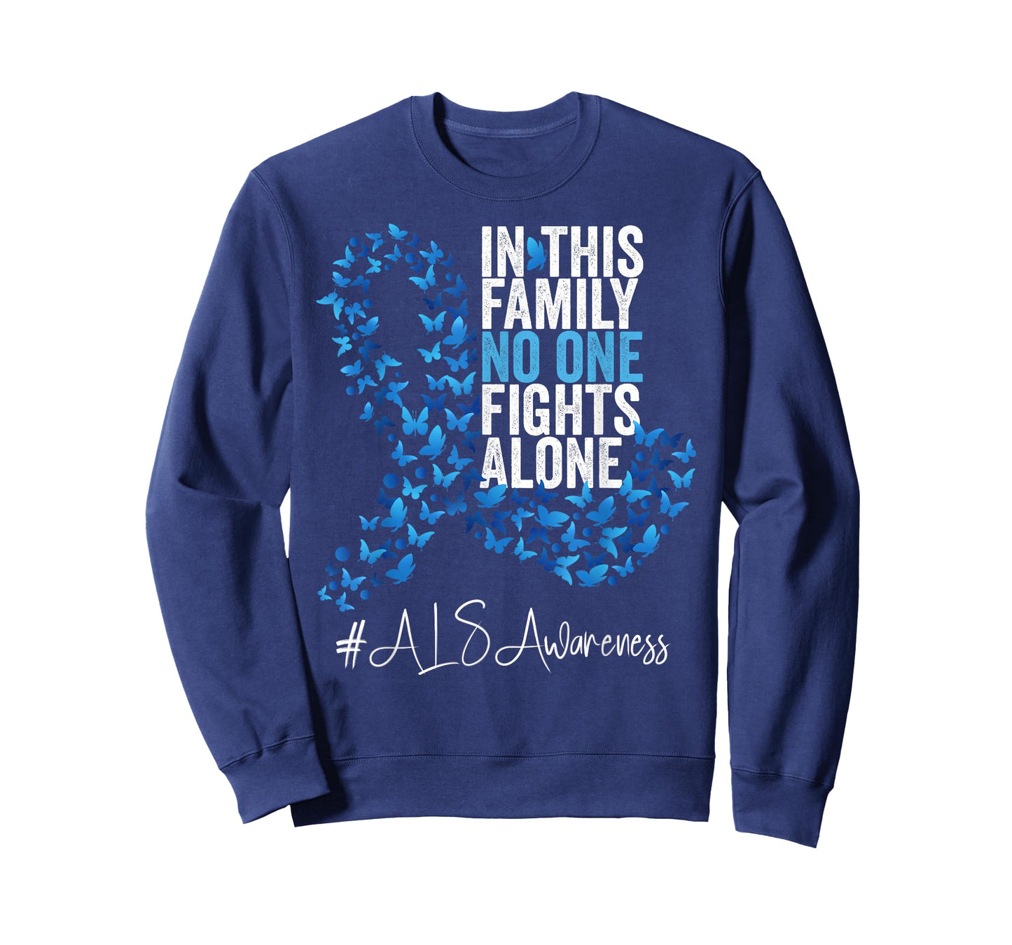 ALS Awareness Month Blue Ribbon Butterflies T-Shirt
