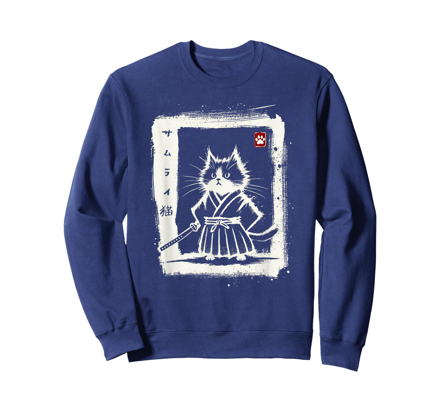 Samurai Cat Japanese Art Sumi-e Novelty Kawaii Funny Cat T-Shirt