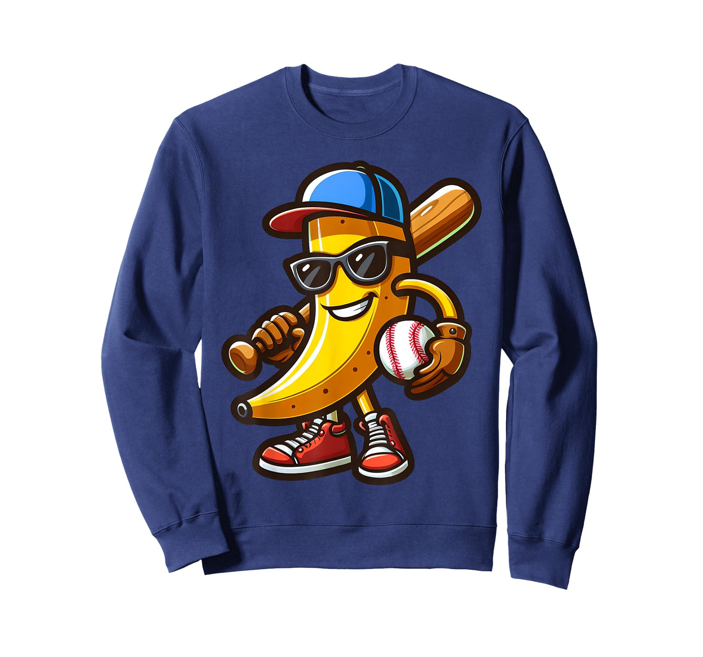 Funny Banana Playing Baseball Funny Baseball Players Kids T-Shirt