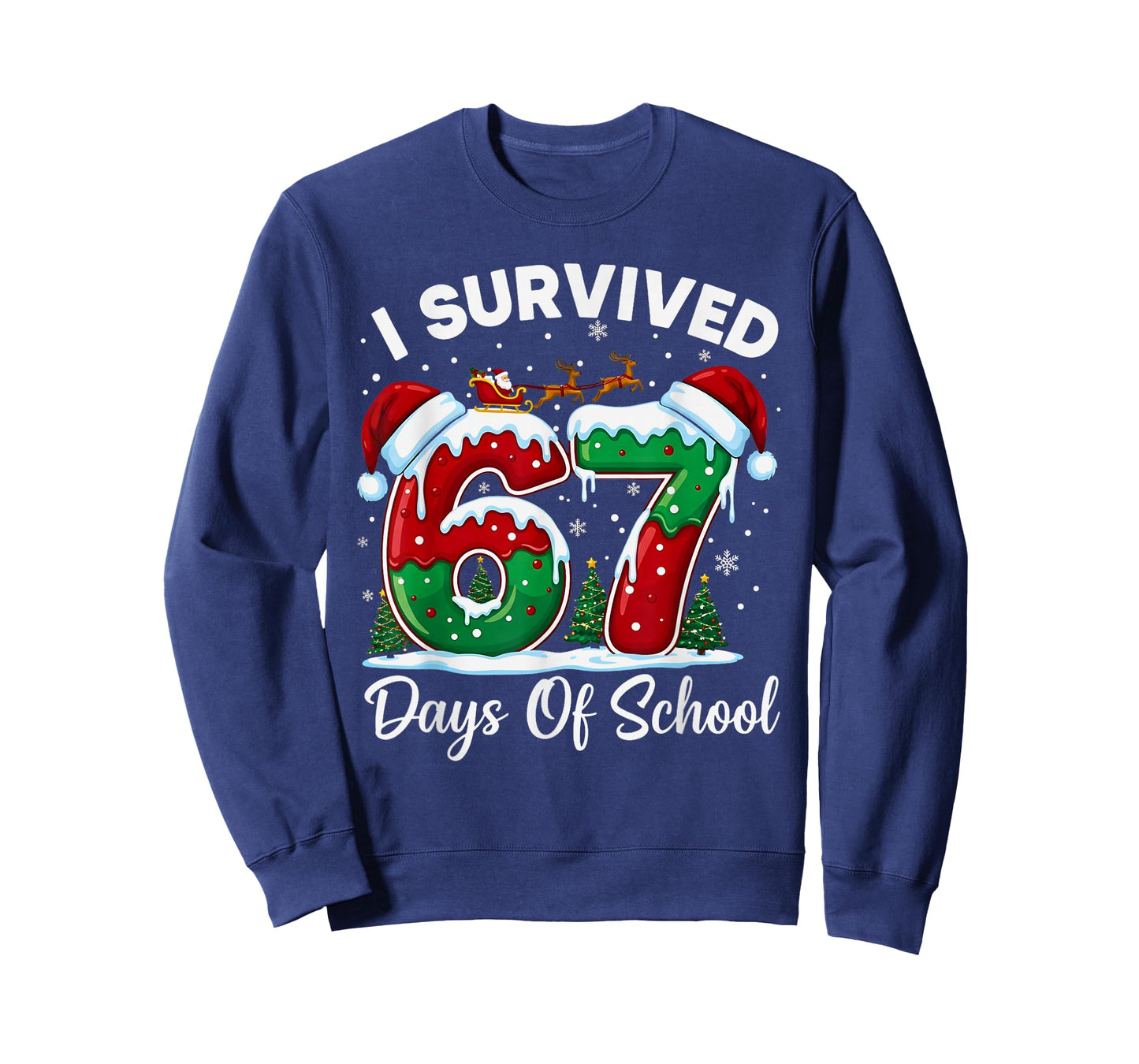 I Survived 67 Days of School Christmas Countdown Kids Boys T-Shirt