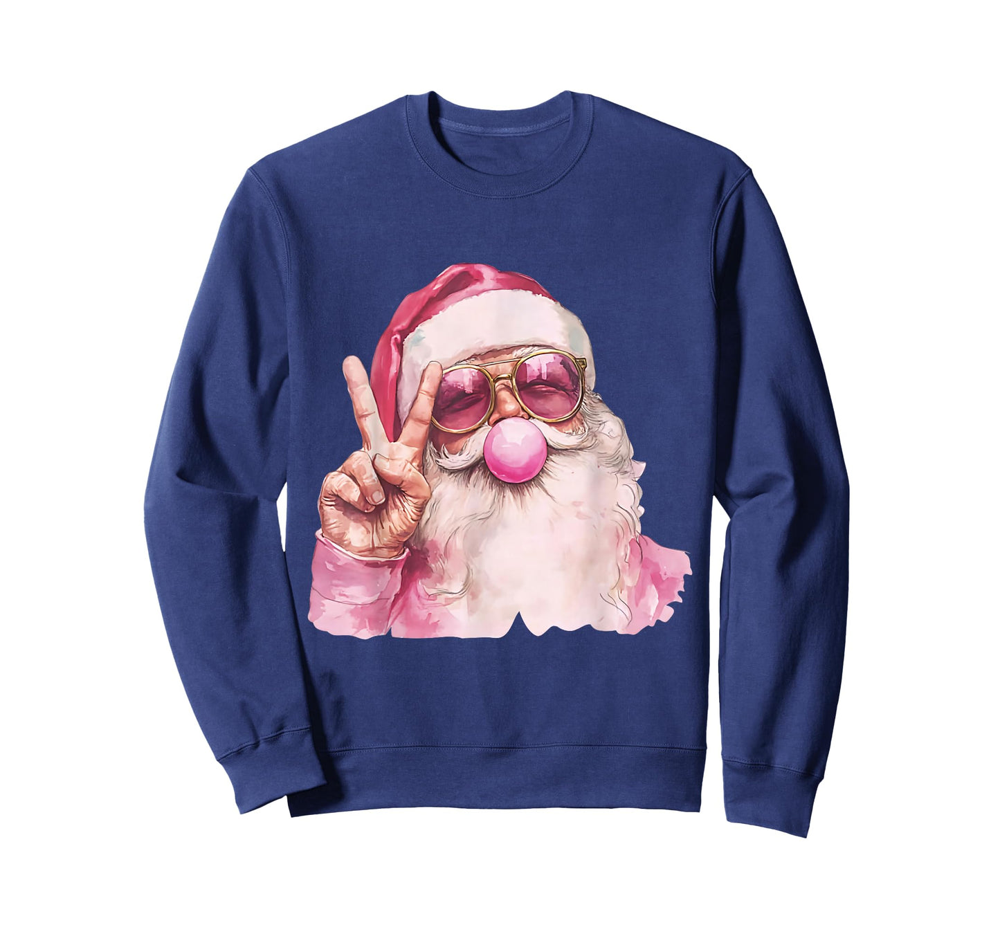 Pink Santa Peace Sign Bubblegum Christmas Vibes T-Shirt