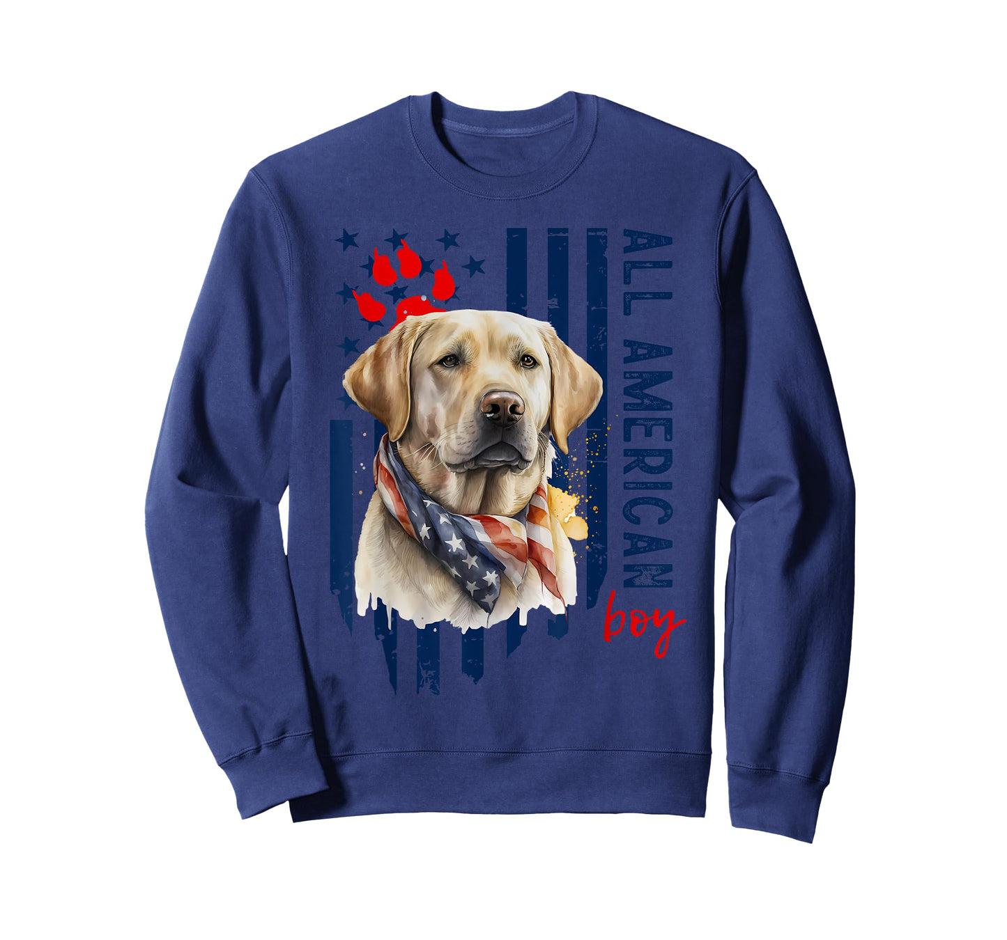 Patriotic USA Flag Yellow Labrador All American Boy Lab Dog T-Shirt