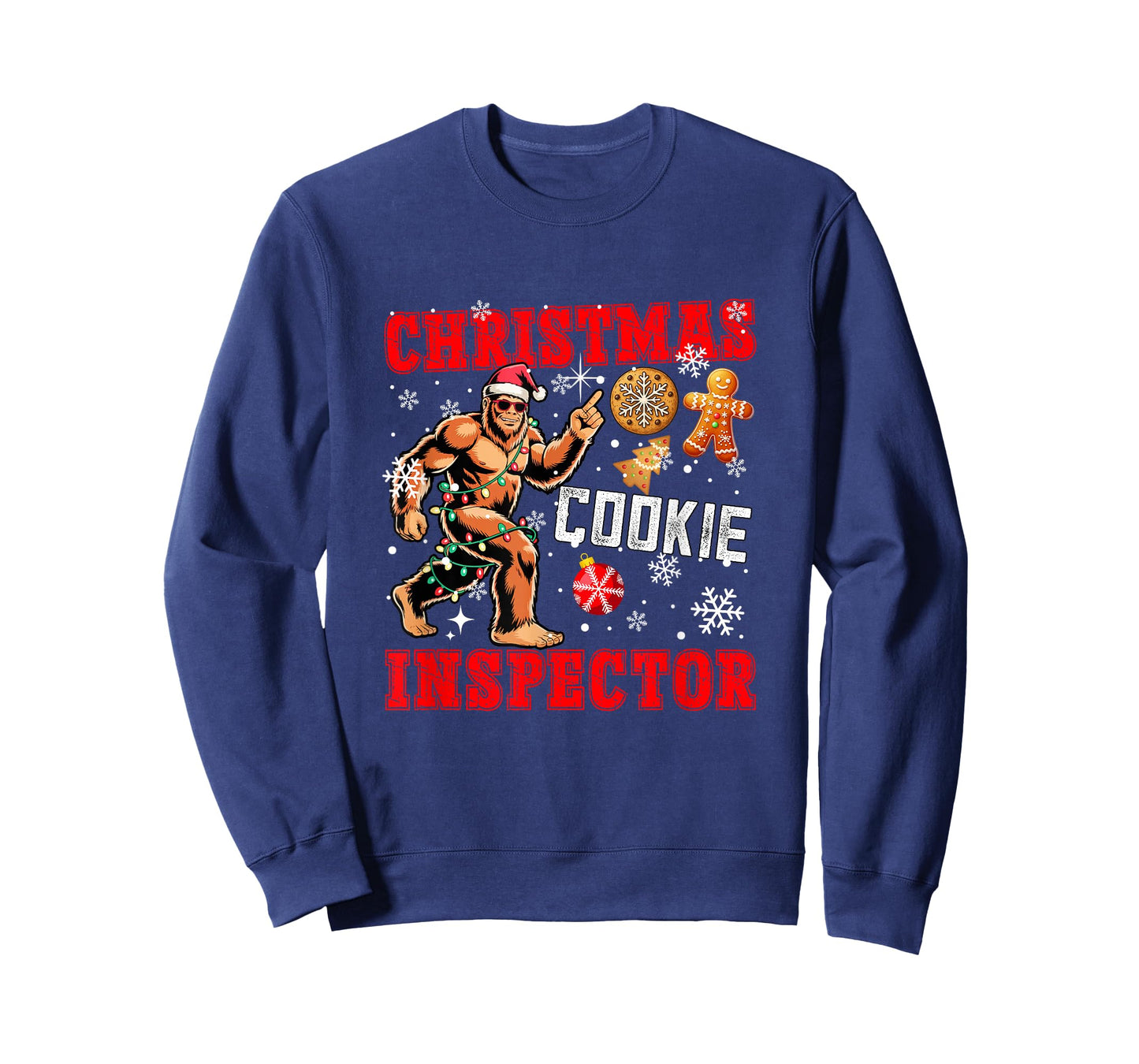 Christmas Cookie Inspector Xmas Santa Bigfoot Funny Baker T-Shirt