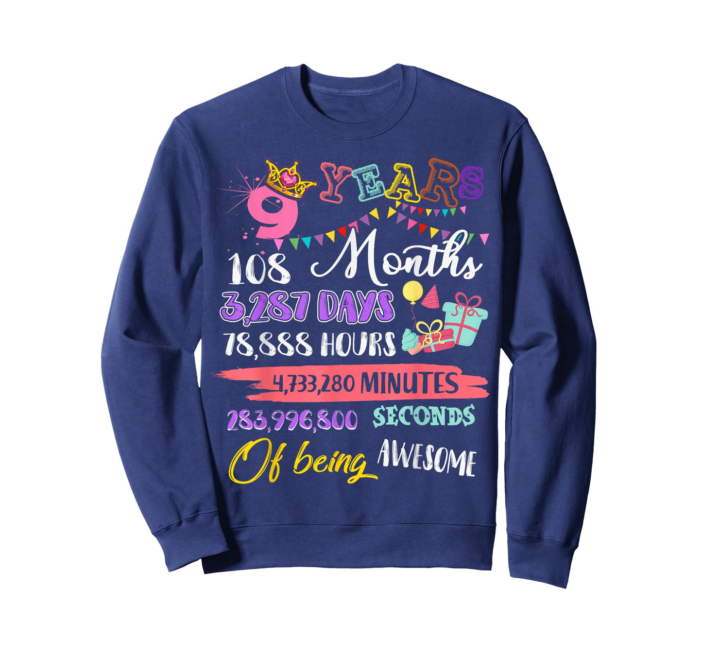 9th Birthday for Girls 9 Years Old Being Awesome Gift T-Shirt