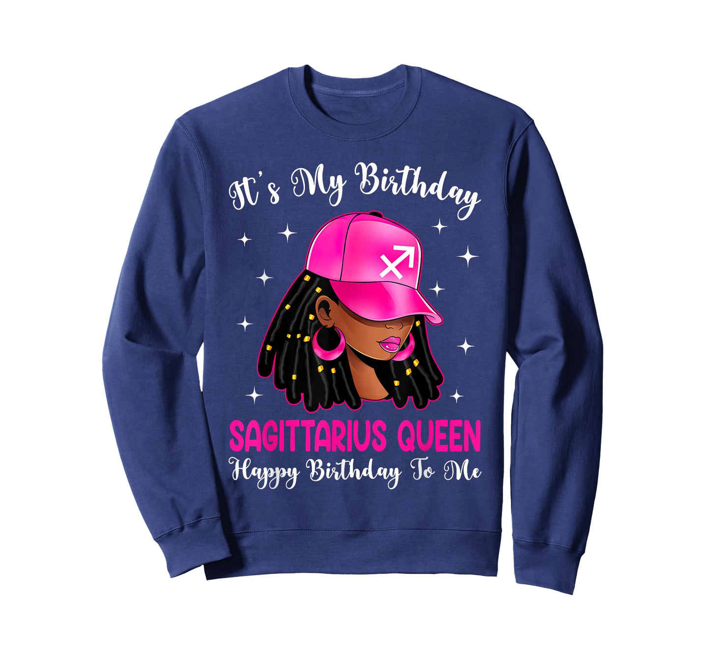 Sagittarius Queen Loc'd Hair Black Woman Cap Zodiac Bday T-Shirt
