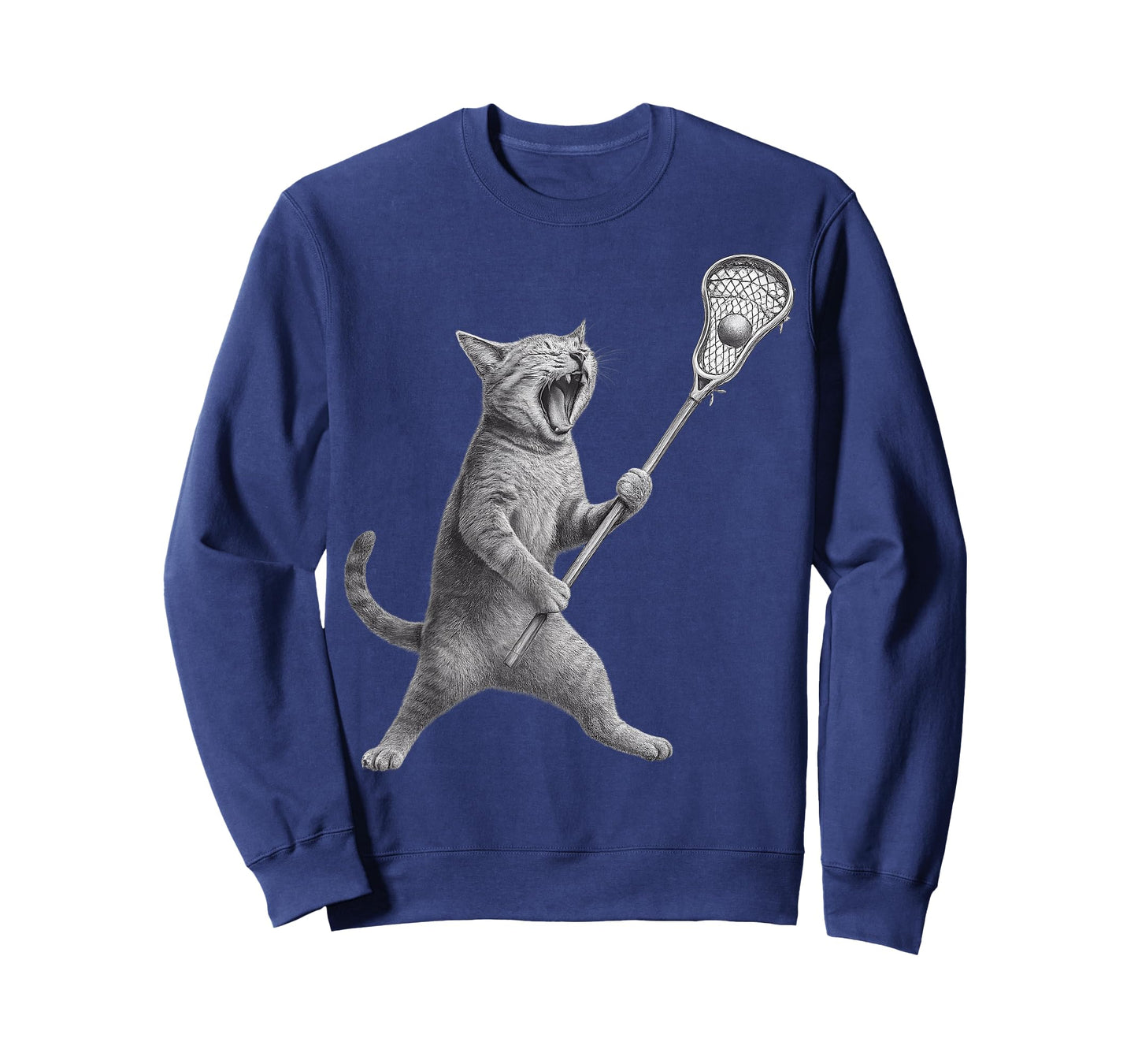 Cat Playing Lacrosse Stick Funny Lacrosse Cat T-Shirt