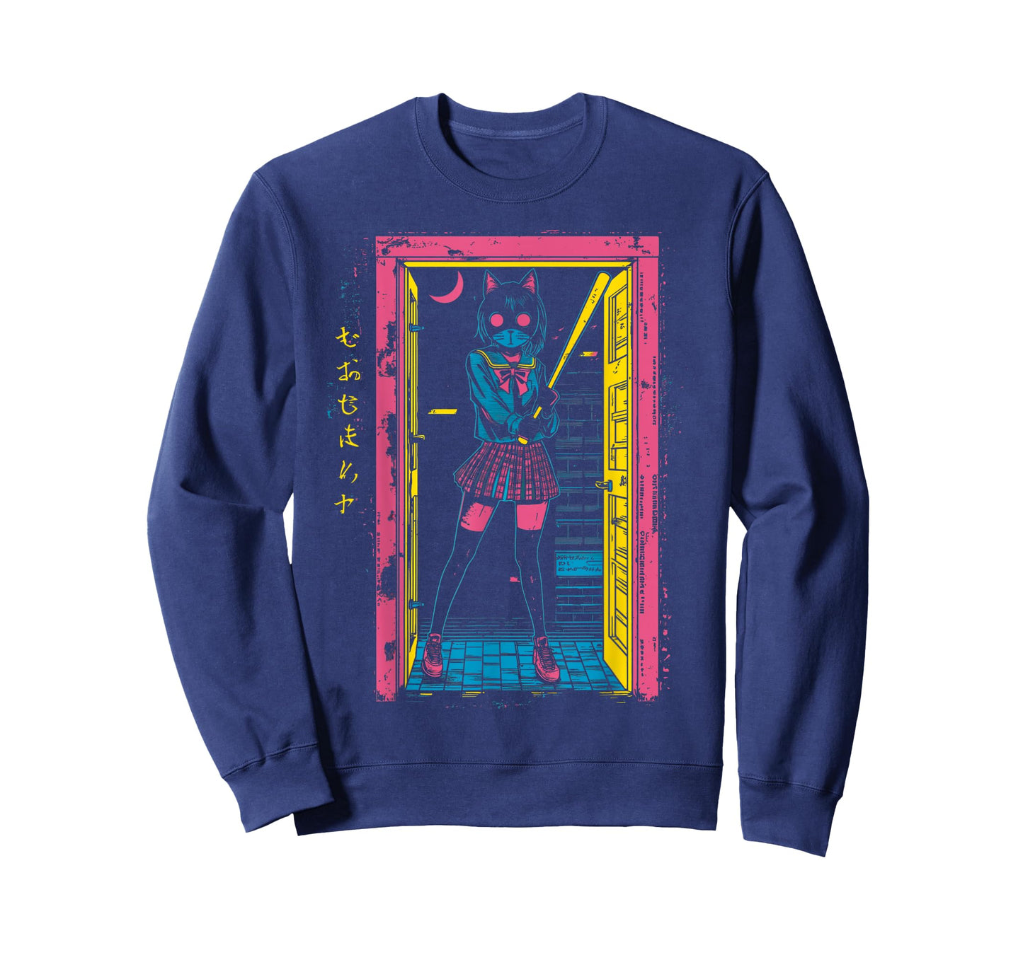 Creepy Girl Cat Grunge Slasher Pastel Goth Anime Horror T-Shirt